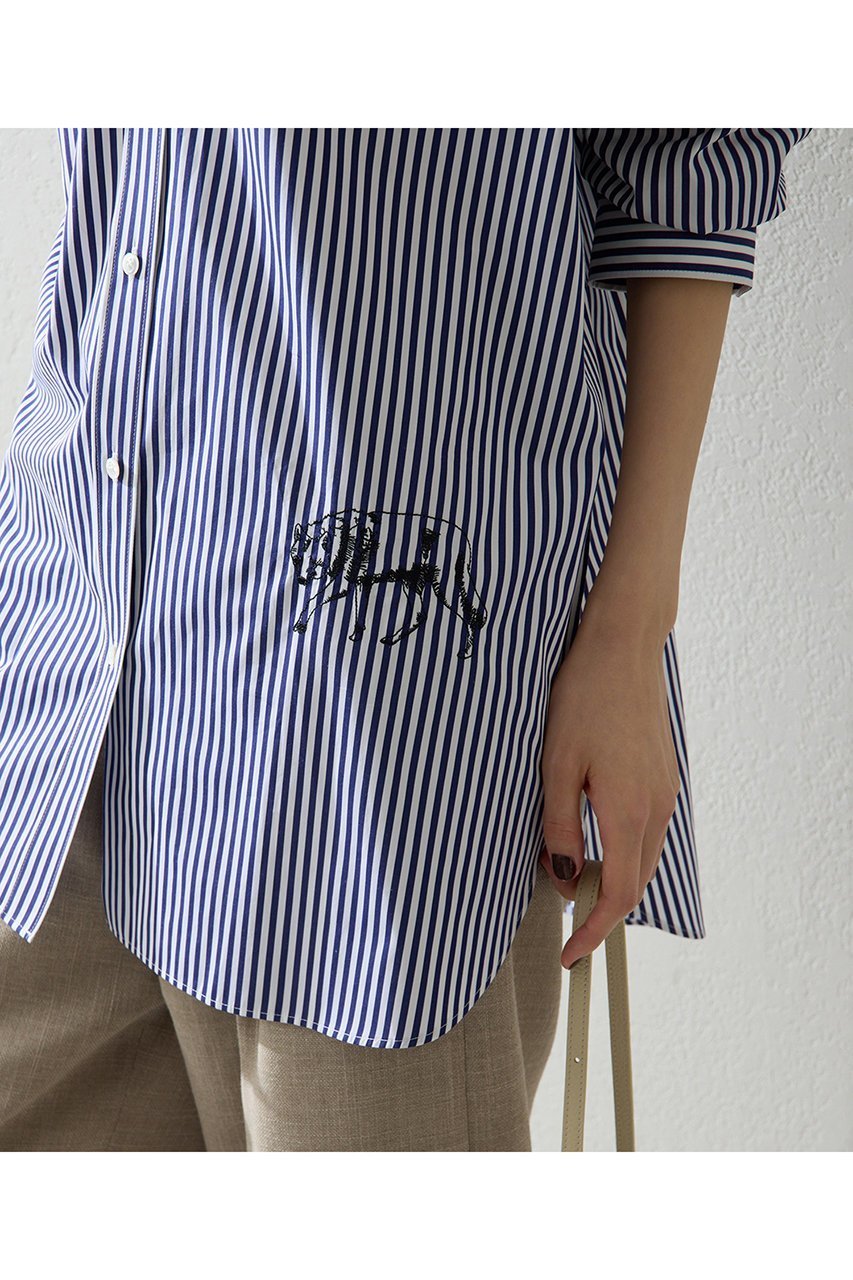 【ウィムガゼット/Whim Gazette】のThomas Masonアニマル刺繍シャツ 人気、トレンドファッション・服の通販 founy(ファニー) 　ファッション　Fashion　レディースファッション　Fashion for Women　トップス・カットソー　Cut & Sew Tops　シャツ・ブラウス・オフィスカジュアル　Elegant Blouses & Button-Ups　アニマル　Animal Print　インナー　Innerwear　シルク　Silk, 100% Silk　ストライプ　Stripe, Striped Pattern　スペシャル　Special, Limited Edition　スリーブ　Sleeve, Long Sleeve / Short Sleeve　なめらか　Smooth, Silky Texture　ロング　Long, Long-Length　エレガント 上品　Elegant　other-5|ID: prp329100004926837 ipo3291000000036968247