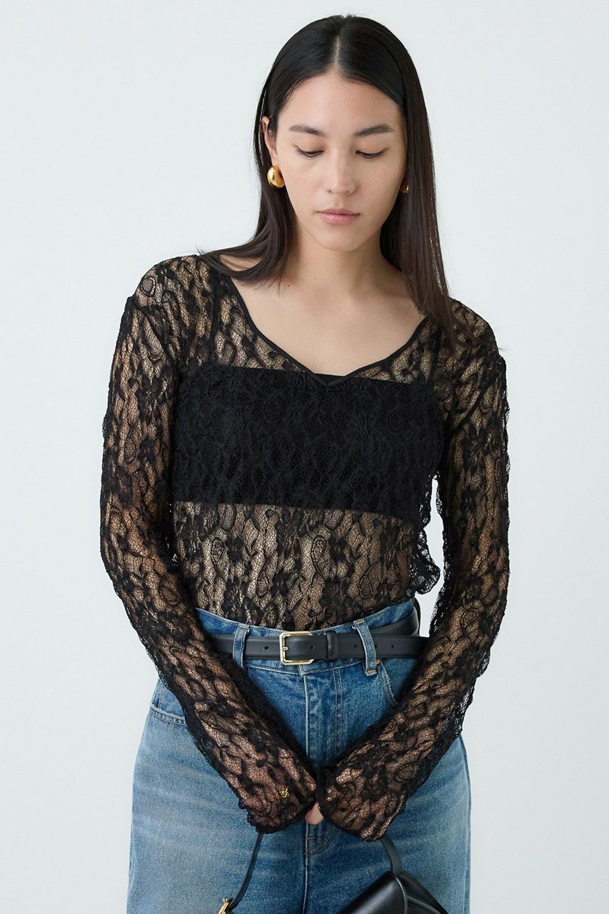 【カオス/Chaos】のグラスレースプルオーバー インテリア・キッズ・メンズ・レディースファッション・服の通販 founy(ファニー) 　ファッション　Fashion　レディースファッション　Fashion for Women　トップス・カットソー　Cut & Sew Tops　シャツ・ブラウス・オフィスカジュアル　Elegant Blouses & Button-Ups　カジュアルプルオーバー・ニットトップス　Pullovers & Knit Tops / Casual Pullovers　インナー　Innerwear　コンパクト　Compact, Small Size　ジャケット　Jacket, Outerwear　スリーブ　Sleeve, Long Sleeve / Short Sleeve　ランダム　Random, Irregular　レース　Lace, Lace Fabric　ロング　Long, Long-Length　ブラック|ID: prp329100004926843 ipo3291000000036968280
