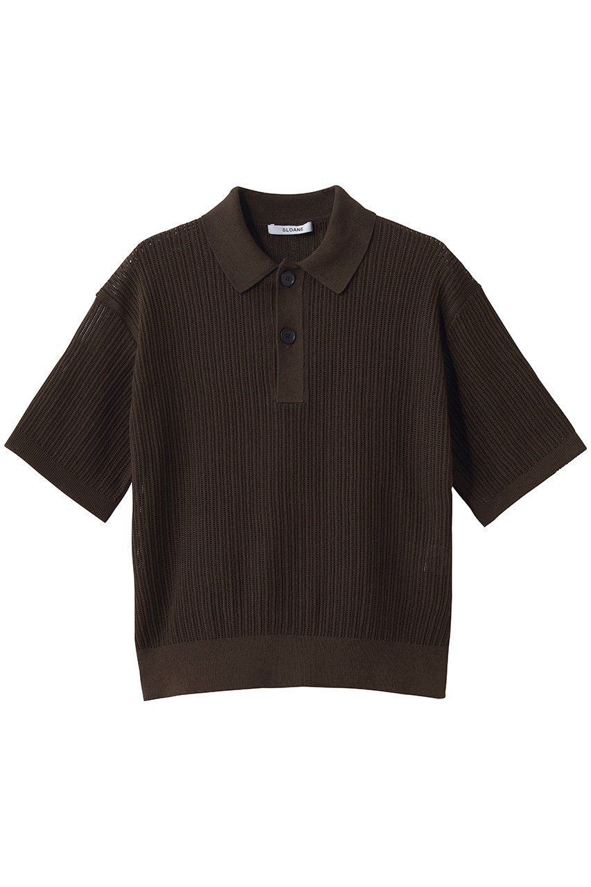 【スローン/SLOANE】の12G透かし編み コットン×ポリエステル×リネン 半袖ポロ 人気、トレンドファッション・服の通販 founy(ファニー) 　ファッション　Fashion　レディースファッション　Fashion for Women　トップス・カットソー　Cut & Sew Tops　シャツ・ブラウス・オフィスカジュアル　Elegant Blouses & Button-Ups　ポロシャツ・きれいめカジュアル　Smart-Casual Polo Tops　カーディガン　Cardigan, Knitwear　ポロシャツ　Polo Shirt, Collared Tee　リネン　Linen, Linen Fabric　半袖　Short Sleeve, Half Sleeve　透かし　Cut-Out, Lacework　 other-1|ID: prp329100004926844 ipo3291000000036968288