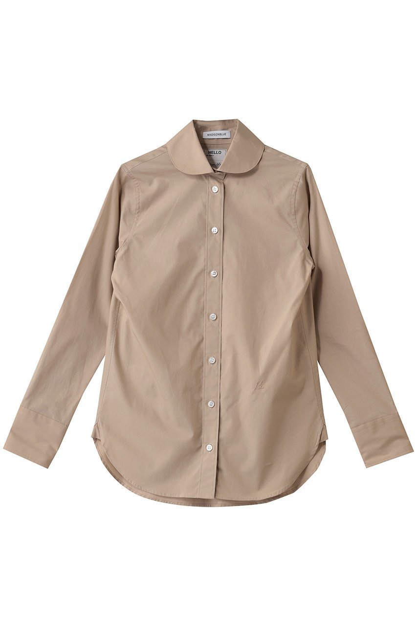 【マディソンブルー/MADISONBLUE】のBIG ROUND COLLAR N.MADAME SH ラウンドカラーマダムシャツ インテリア・キッズ・メンズ・レディースファッション・服の通販 founy(ファニー) 　ファッション　Fashion　レディースファッション　Fashion for Women　トップス・カットソー　Cut & Sew Tops　シャツ・ブラウス・オフィスカジュアル　Elegant Blouses & Button-Ups　エレガント 上品　Elegant　シェイプ　Shape, Slim Fit　スリーブ　Sleeve, Long Sleeve / Short Sleeve　ピーチ　Peach, Soft Touch　ベーシック　Basic, Essential　ラウンド　Round, Round Neck　ロング　Long, Long-Length　冬　Winter / This Winter　ベージュ|ID: prp329100004926873 ipo3291000000036968497