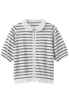 【マリリンムーン/MARILYN MOON】のコットンナイロンレースカラーニットカーディガン ホワイト×ブラック|ID:prp329100004926916