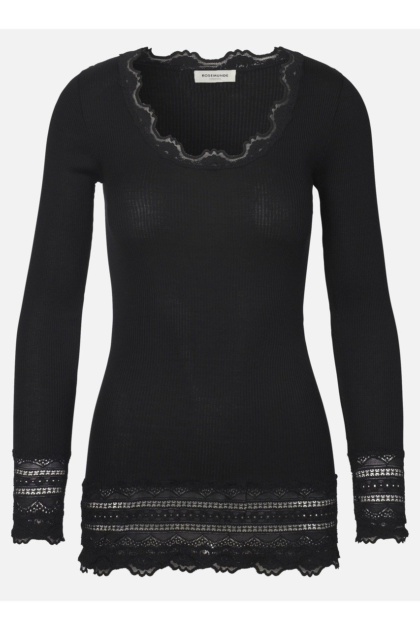 【ロサムンド/ROSEMUNDE】のレース付き プルオーバー シルクコットン インテリア・キッズ・メンズ・レディースファッション・服の通販 founy(ファニー) 　ファッション　Fashion　レディースファッション　Fashion for Women　下着・ランジェリー　Lingerie & Intimates　その他ランジェリー・インナーアイテム　Other Lingerie / Intimates　トップス・カットソー　Cut & Sew Tops　インナー　Innerwear　エレガント 上品　Elegant　シルク　Silk, 100% Silk　フィット　Fit, Slim Fit　フェミニン　Feminine, Girly　フリル　Frill, Ruffle　ホールガーメント　WholeGarment, Seamless Knit　ランジェリー　Lingerie, Intimate Wear　レース　Lace, Lace Fabric　冬　Winter / This Winter　夏　Summer　長袖　Long Sleeve, Full Sleeve　ブラック|ID: prp329100004926924 ipo3291000000036969038