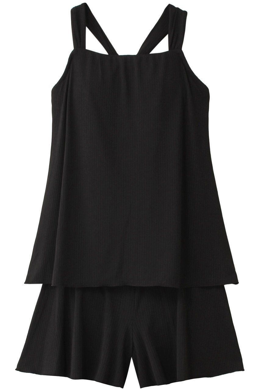 【レイール/Reir】のRibキュロパンセット インテリア・キッズ・メンズ・レディースファッション・服の通販 founy(ファニー) 　ファッション　Fashion　レディースファッション　Fashion for Women　トップス・カットソー　Cut & Sew Tops　キャミソール&ノースリーブ　Camisoles & Sleeveless Tops　シャツ・ブラウス・オフィスカジュアル　Elegant Blouses & Button-Ups　ロングTシャツ・Tシャツ　Longline T-Shirts & Tees　カットソー・ベーシックTシャツ　Cut-and-Sewn Tops / Stretch Tees & Basics　キャミソール　Camisole, Spaghetti Strap Top　キュロット　Culottes, Wide Shorts　タンク　Tank Top, Sleeveless Top　リボン　Ribbon, Bow　水着　Swimsuit, Swimwear　ブラック|ID: prp329100004926937 ipo3291000000036969209