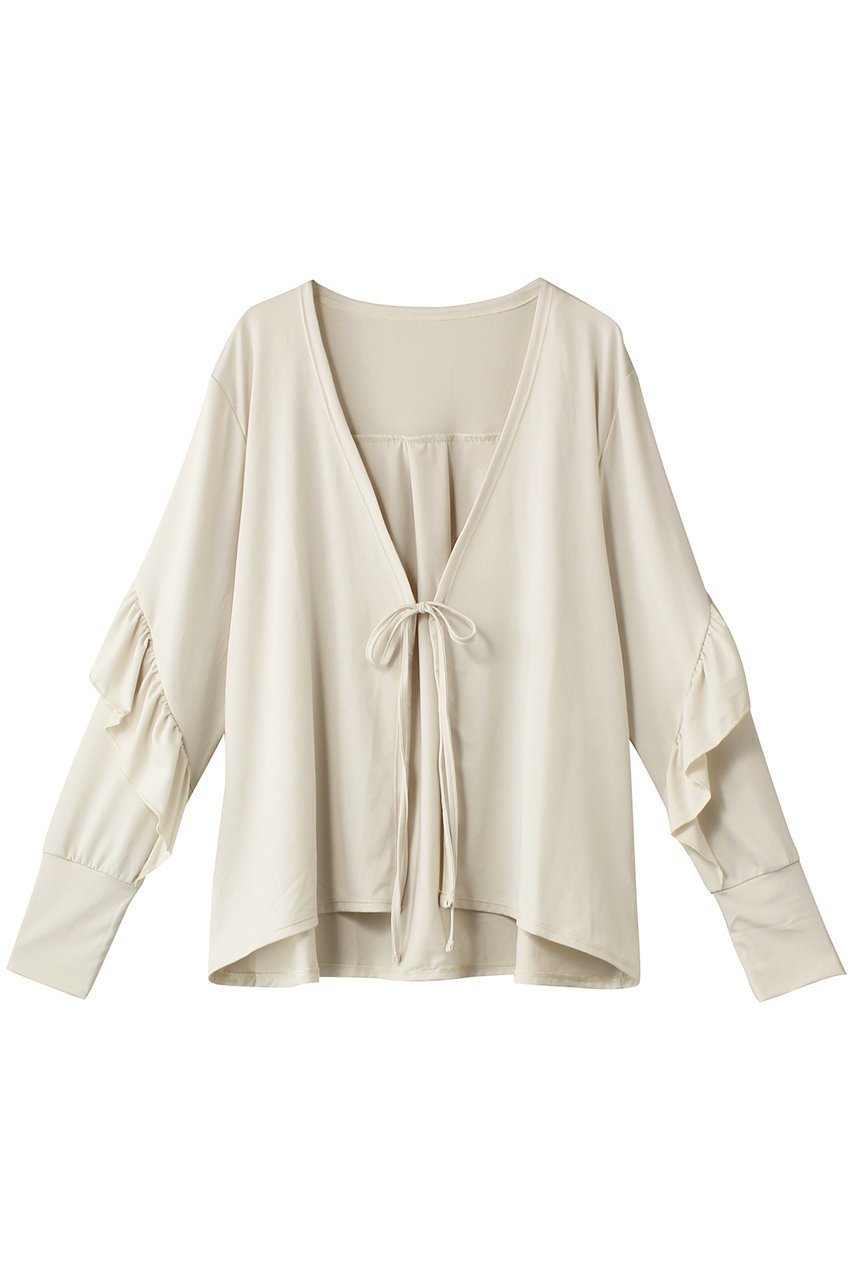 【レイール/Reir】の【San-ai Resort】フリル羽織 (UPF50+) インテリア・キッズ・メンズ・レディースファッション・服の通販 founy(ファニー) 　ファッション　Fashion　レディースファッション　Fashion for Women　アウター　Coat / Outerwear Collection　スポーツウェア　Functional & Stylish Sportswear　スポーツ アウター　Sports Outerwear / Running Jacket / Windbreaker　トップス・カットソー　Cut & Sew Tops　なめらか　Smooth, Silky Texture　シンプル　Simple, Minimal　ストレッチ　Stretch, Stretchy Fabric　スポーツ　Sports, Activewear　フェミニン　Feminine, Girly　フリル　Frill, Ruffle　フロント　Front, Front Design　ボトム　Bottoms, Lower Wear　リボン　Ribbon, Bow　羽織　Haori, Light Jacket　オフホワイト|ID: prp329100004926940 ipo3291000000036969224