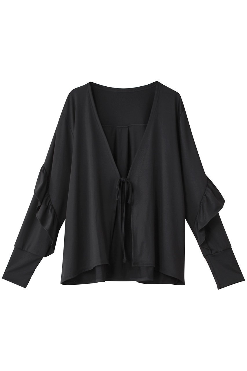 【レイール/Reir】の【San-ai Resort】フリル羽織 (UPF50+) インテリア・キッズ・メンズ・レディースファッション・服の通販 founy(ファニー) 　ファッション　Fashion　レディースファッション　Fashion for Women　アウター　Coat / Outerwear Collection　スポーツウェア　Functional & Stylish Sportswear　スポーツ アウター　Sports Outerwear / Running Jacket / Windbreaker　トップス・カットソー　Cut & Sew Tops　なめらか　Smooth, Silky Texture　シンプル　Simple, Minimal　ストレッチ　Stretch, Stretchy Fabric　スポーツ　Sports, Activewear　フェミニン　Feminine, Girly　フリル　Frill, Ruffle　フロント　Front, Front Design　ボトム　Bottoms, Lower Wear　リボン　Ribbon, Bow　羽織　Haori, Light Jacket　ブラック|ID: prp329100004926940 ipo3291000000036969226