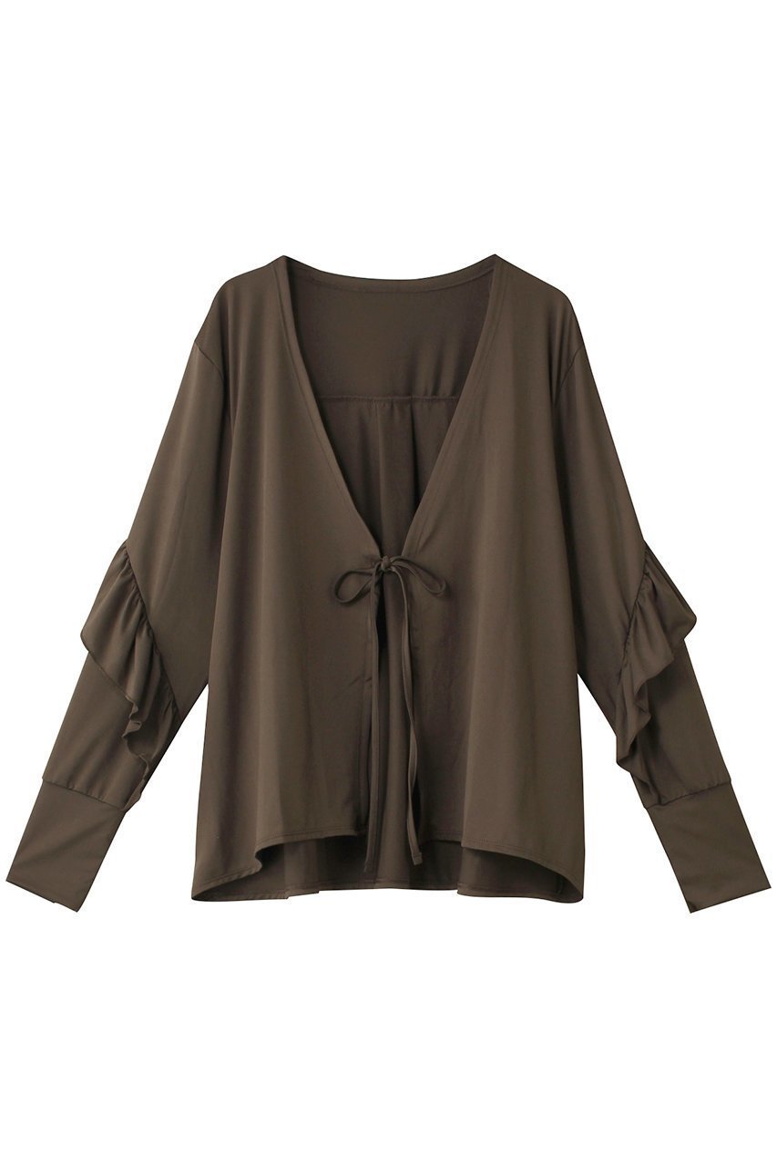 【レイール/Reir】の【San-ai Resort】フリル羽織 (UPF50+) インテリア・キッズ・メンズ・レディースファッション・服の通販 founy(ファニー) 　ファッション　Fashion　レディースファッション　Fashion for Women　アウター　Coat / Outerwear Collection　スポーツウェア　Functional & Stylish Sportswear　スポーツ アウター　Sports Outerwear / Running Jacket / Windbreaker　トップス・カットソー　Cut & Sew Tops　なめらか　Smooth, Silky Texture　シンプル　Simple, Minimal　ストレッチ　Stretch, Stretchy Fabric　スポーツ　Sports, Activewear　フェミニン　Feminine, Girly　フリル　Frill, Ruffle　フロント　Front, Front Design　ボトム　Bottoms, Lower Wear　リボン　Ribbon, Bow　羽織　Haori, Light Jacket　カーキ|ID: prp329100004926940 ipo3291000000036969228