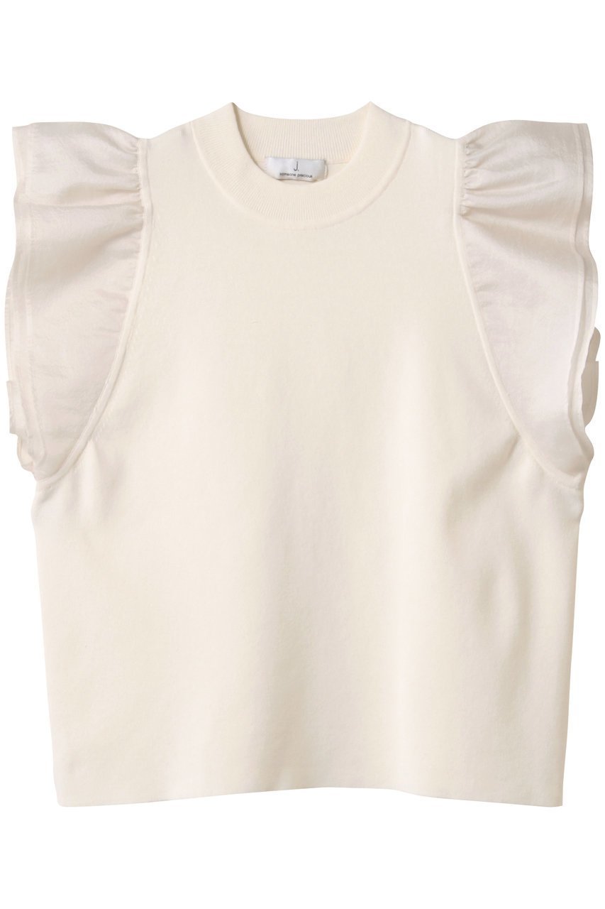 【ジェイドット/j.】のリネン混シアースリーブトップス インテリア・キッズ・メンズ・レディースファッション・服の通販 founy(ファニー) 　ファッション　Fashion　レディースファッション　Fashion for Women　トップス・カットソー　Cut & Sew Tops　シャツ・ブラウス・オフィスカジュアル　Elegant Blouses & Button-Ups　ロングTシャツ・Tシャツ　Longline T-Shirts & Tees　カットソー・ベーシックTシャツ　Cut-and-Sewn Tops / Stretch Tees & Basics　サマー　Summer, Summer Style　ショート　Short, Short Length　スリーブ　Sleeve, Long Sleeve / Short Sleeve　センター　Center, Center Line　デニム　Denim, Jeans Material　フリル　Frill, Ruffle　リネン　Linen, Linen Fabric　夏　Summer　ホワイト|ID: prp329100004926967 ipo3291000000036969473