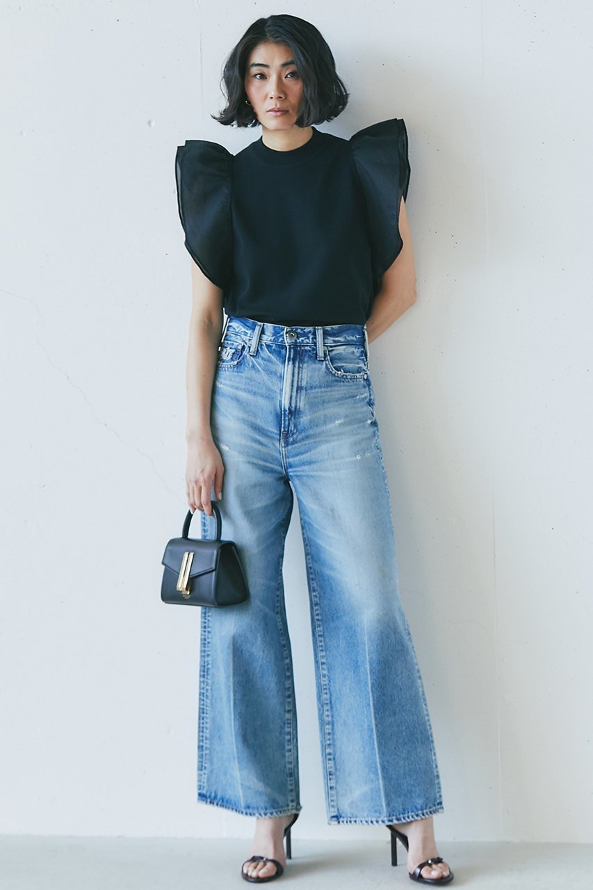 【ジェイドット/j.】のリネン混シアースリーブトップス 人気、トレンドファッション・服の通販 founy(ファニー) 　ファッション　Fashion　レディースファッション　Fashion for Women　トップス・カットソー　Cut & Sew Tops　シャツ・ブラウス・オフィスカジュアル　Elegant Blouses & Button-Ups　ロングTシャツ・Tシャツ　Longline T-Shirts & Tees　カットソー・ベーシックTシャツ　Cut-and-Sewn Tops / Stretch Tees & Basics　サマー　Summer, Summer Style　ショート　Short, Short Length　スリーブ　Sleeve, Long Sleeve / Short Sleeve　センター　Center, Center Line　デニム　Denim, Jeans Material　フリル　Frill, Ruffle　リネン　Linen, Linen Fabric　夏　Summer　other-8|ID: prp329100004926967 ipo3291000000036969484