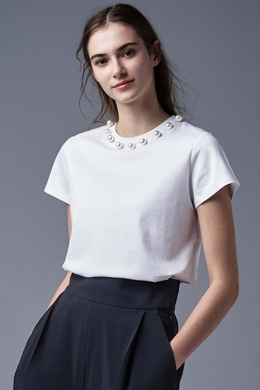 【アミカ/AMICA】のパールTシャツ 人気、トレンドファッション・服の通販 founy(ファニー) 　ファッション　Fashion　レディースファッション　Fashion for Women　トップス・カットソー　Cut & Sew Tops　シャツ・ブラウス・オフィスカジュアル　Elegant Blouses & Button-Ups　ロングTシャツ・Tシャツ　Longline T-Shirts & Tees　カットソー・ベーシックTシャツ　Cut-and-Sewn Tops / Stretch Tees & Basics　おすすめ　Recommended / Our Picks　ショート　Short, Short Length　シンプル　Simple, Minimal　スリーブ　Sleeve, Long Sleeve / Short Sleeve　パール　Pearl, Pearl Accent　ボトム　Bottoms, Lower Wear　other-7|ID: prp329100004926979 ipo3291000000036969572