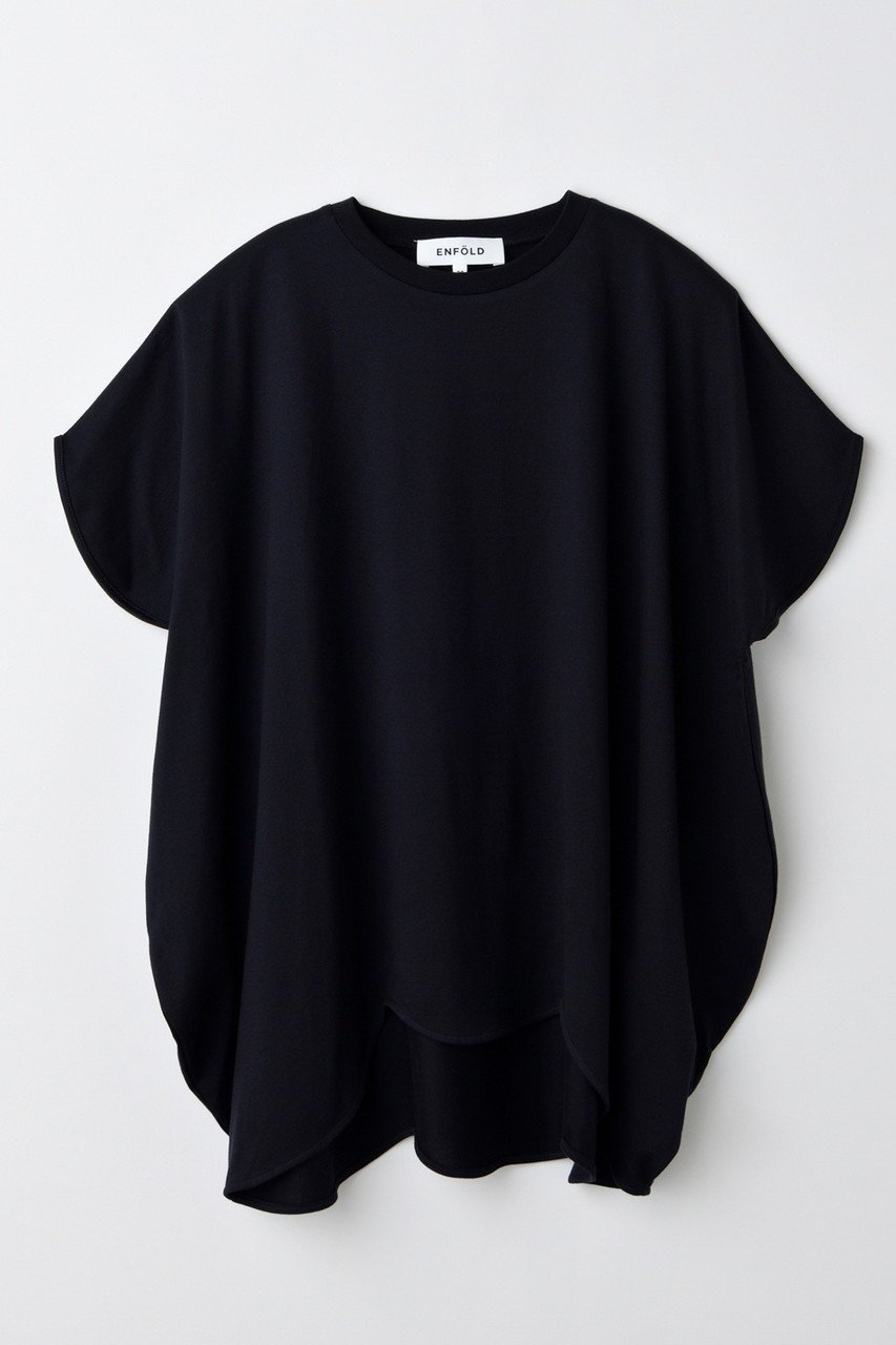 【エンフォルド/ENFOLD】のSCALLOP WIDE T-SHIRT/Tシャツ インテリア・キッズ・メンズ・レディースファッション・服の通販 founy(ファニー) 　ファッション　Fashion　レディースファッション　Fashion for Women　トップス・カットソー　Cut & Sew Tops　シャツ・ブラウス・オフィスカジュアル　Elegant Blouses & Button-Ups　ロングTシャツ・Tシャツ　Longline T-Shirts & Tees　カットソー・ベーシックTシャツ　Cut-and-Sewn Tops / Stretch Tees & Basics　カッティング　Cutting Detail　ショート　Short, Short Length　スカラップ　Scallop, Scalloped Edge　スリーブ　Sleeve, Long Sleeve / Short Sleeve　定番　Standard, Basic Item　ブラック|ID: prp329100004927009 ipo3291000000036969764