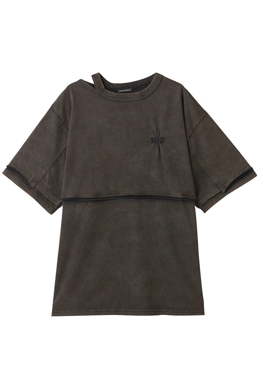 【メゾンスペシャル/MAISON SPECIAL】のShirring Embroidery Washed Big T-shirt/シャーリングエンブロイダリーウォッシュビッグTEE インテリア・キッズ・メンズ・レディースファッション・服の通販 founy(ファニー) 　ファッション　Fashion　レディースファッション　Fashion for Women　トップス・カットソー　Cut & Sew Tops　シャツ・ブラウス・オフィスカジュアル　Elegant Blouses & Button-Ups　ロングTシャツ・Tシャツ　Longline T-Shirts & Tees　カットソー・ベーシックTシャツ　Cut-and-Sewn Tops / Stretch Tees & Basics　ウォッシュ　Washed Finish　ヴィンテージ　Vintage Style　カットソー　Cut and Sewn Top　シャーリング　Shirring, Ruched　ショート　Short, Short Length　スリット　Slit, Slit Detail　スリーブ　Sleeve, Long Sleeve / Short Sleeve　ワンポイント　One Point, Statement Accent　C.GRY(チャコールグレー)|ID: prp329100004927015 ipo3291000000036969827