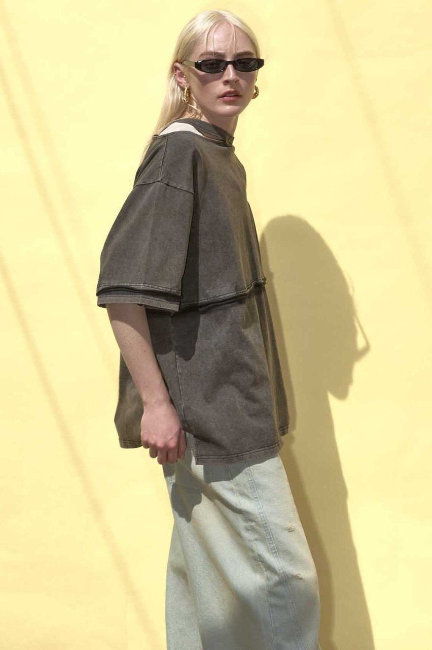 【メゾンスペシャル/MAISON SPECIAL】のShirring Embroidery Washed Big T-shirt/シャーリングエンブロイダリーウォッシュビッグTEE 人気、トレンドファッション・服の通販 founy(ファニー) 　ファッション　Fashion　レディースファッション　Fashion for Women　トップス・カットソー　Cut & Sew Tops　シャツ・ブラウス・オフィスカジュアル　Elegant Blouses & Button-Ups　ロングTシャツ・Tシャツ　Longline T-Shirts & Tees　カットソー・ベーシックTシャツ　Cut-and-Sewn Tops / Stretch Tees & Basics　ウォッシュ　Washed Finish　ヴィンテージ　Vintage Style　カットソー　Cut and Sewn Top　シャーリング　Shirring, Ruched　ショート　Short, Short Length　スリット　Slit, Slit Detail　スリーブ　Sleeve, Long Sleeve / Short Sleeve　ワンポイント　One Point, Statement Accent　other-8|ID: prp329100004927015 ipo3291000000036969843