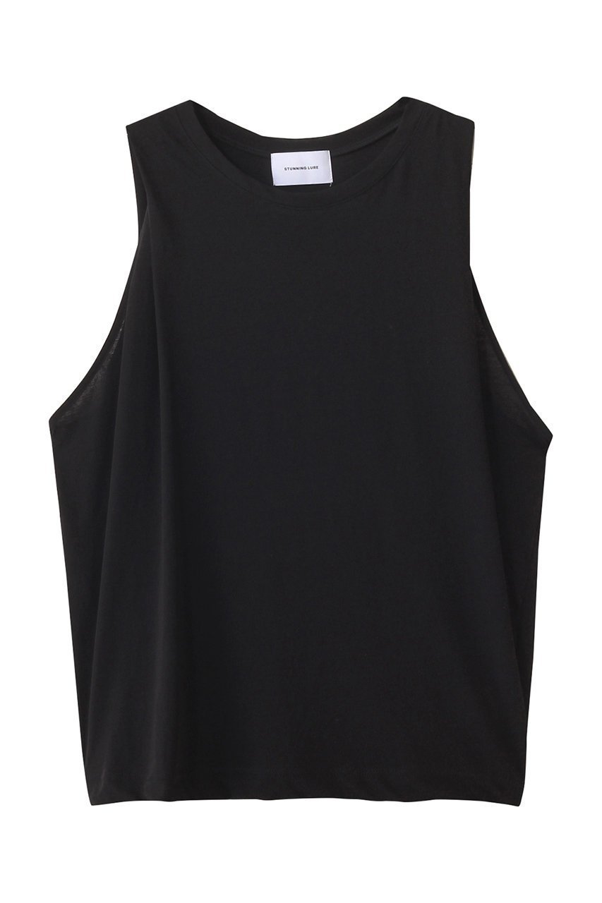 【スタニングルアー/STUNNING LURE】のヴィンテージルーズタンク インテリア・キッズ・メンズ・レディースファッション・服の通販 founy(ファニー) 　ファッション　Fashion　レディースファッション　Fashion for Women　トップス・カットソー　Cut & Sew Tops　キャミソール&ノースリーブ　Camisoles & Sleeveless Tops　シャツ・ブラウス・オフィスカジュアル　Elegant Blouses & Button-Ups　ロングTシャツ・Tシャツ　Longline T-Shirts & Tees　カットソー・ベーシックTシャツ　Cut-and-Sewn Tops / Stretch Tees & Basics　キャミソール　Camisole, Spaghetti Strap Top　シンプル　Simple, Minimal　タンク　Tank Top, Sleeveless Top　ボトム　Bottoms, Lower Wear　ルーズ　Loose, Oversized　ワイド　Wide, Wide Fit　ヴィンテージ　Vintage Style　夏　Summer　ブラック|ID: prp329100004927070 ipo3291000000036970265