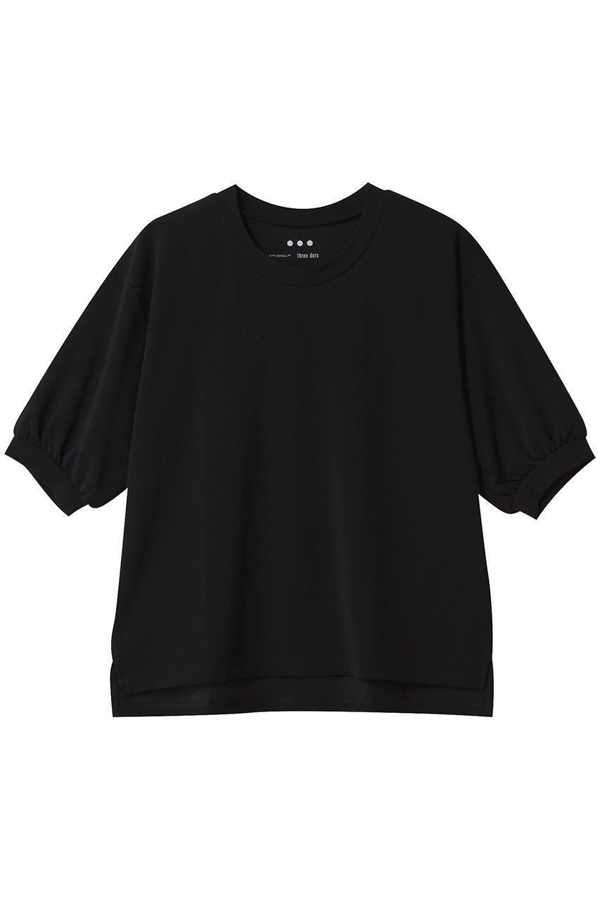 【スリー ドッツ/three dots】のプレイフルアウトフィット パフスリーブTシャツ インテリア・キッズ・メンズ・レディースファッション・服の通販 founy(ファニー) 　ファッション　Fashion　レディースファッション　Fashion for Women　トップス・カットソー　Cut & Sew Tops　シャツ・ブラウス・オフィスカジュアル　Elegant Blouses & Button-Ups　ロングTシャツ・Tシャツ　Longline T-Shirts & Tees　カットソー・ベーシックTシャツ　Cut-and-Sewn Tops / Stretch Tees & Basics　おすすめ　Recommended / Our Picks　ショート　Short, Short Length　シンプル　Simple, Minimal　スリーブ　Sleeve, Long Sleeve / Short Sleeve　セットアップ　Set-Up, Coordinated Outfit　ブラック|ID: prp329100004927086 ipo3291000000036970367