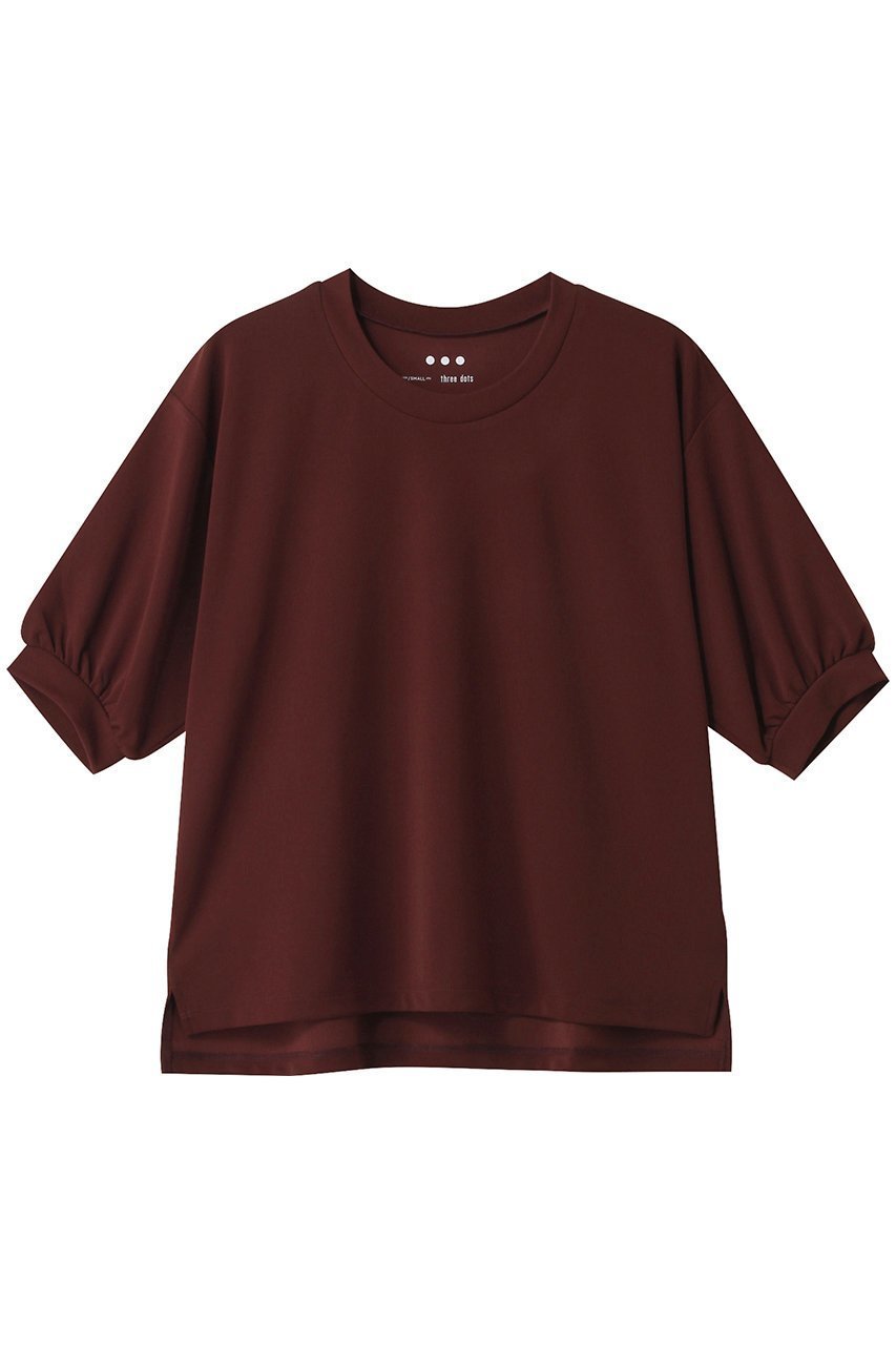 【スリー ドッツ/three dots】のプレイフルアウトフィット パフスリーブTシャツ インテリア・キッズ・メンズ・レディースファッション・服の通販 founy(ファニー) 　ファッション　Fashion　レディースファッション　Fashion for Women　トップス・カットソー　Cut & Sew Tops　シャツ・ブラウス・オフィスカジュアル　Elegant Blouses & Button-Ups　ロングTシャツ・Tシャツ　Longline T-Shirts & Tees　カットソー・ベーシックTシャツ　Cut-and-Sewn Tops / Stretch Tees & Basics　おすすめ　Recommended / Our Picks　ショート　Short, Short Length　シンプル　Simple, Minimal　スリーブ　Sleeve, Long Sleeve / Short Sleeve　セットアップ　Set-Up, Coordinated Outfit　ディープボルドー|ID: prp329100004927086 ipo3291000000036970368