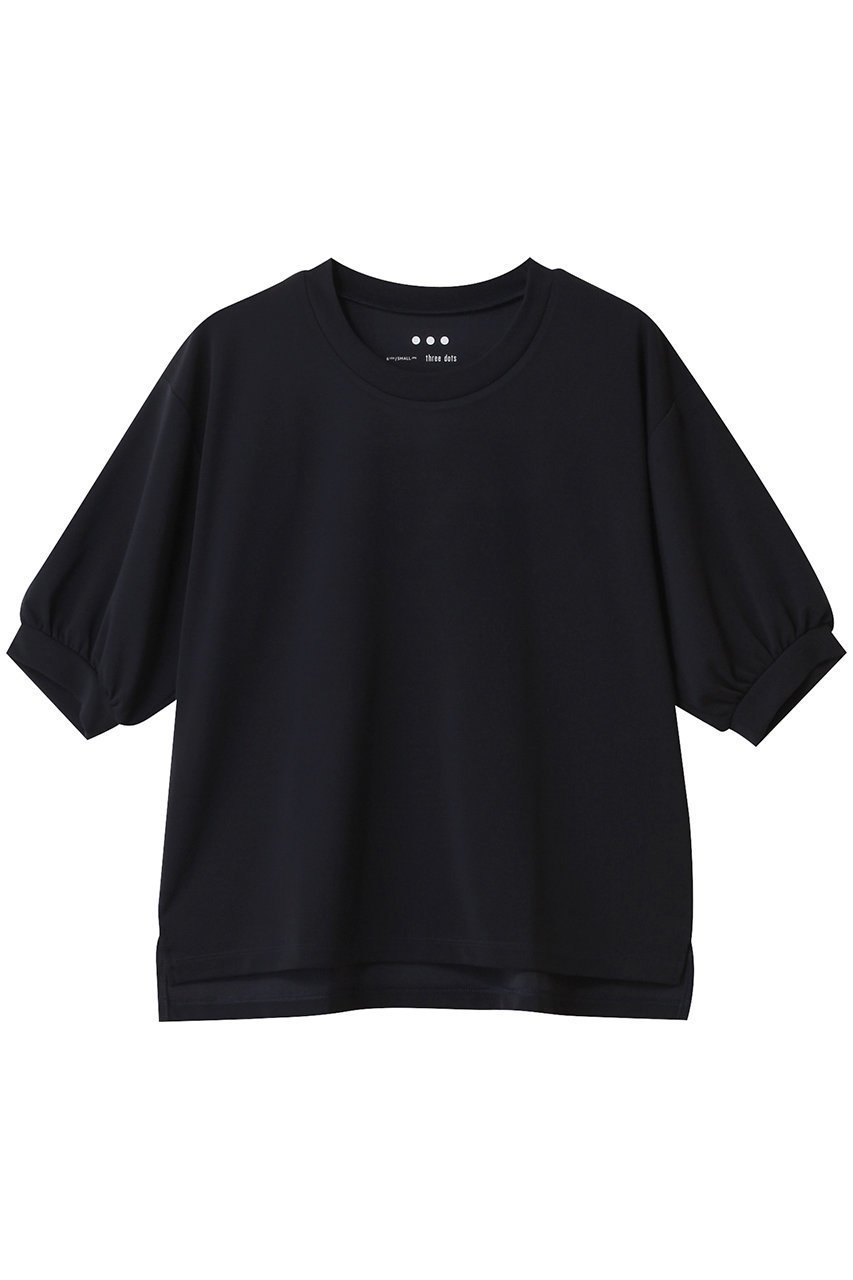 【スリー ドッツ/three dots】のプレイフルアウトフィット パフスリーブTシャツ インテリア・キッズ・メンズ・レディースファッション・服の通販 founy(ファニー) 　ファッション　Fashion　レディースファッション　Fashion for Women　トップス・カットソー　Cut & Sew Tops　シャツ・ブラウス・オフィスカジュアル　Elegant Blouses & Button-Ups　ロングTシャツ・Tシャツ　Longline T-Shirts & Tees　カットソー・ベーシックTシャツ　Cut-and-Sewn Tops / Stretch Tees & Basics　おすすめ　Recommended / Our Picks　ショート　Short, Short Length　シンプル　Simple, Minimal　スリーブ　Sleeve, Long Sleeve / Short Sleeve　セットアップ　Set-Up, Coordinated Outfit　ネイビー|ID: prp329100004927086 ipo3291000000036970369