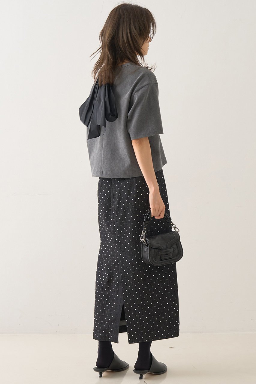 【デザイン ワークス/DESIGN WORKS】のバックリボンヴィンテージ加工Tシャツ 人気、トレンドファッション・服の通販 founy(ファニー) 　ファッション　Fashion　レディースファッション　Fashion for Women　トップス・カットソー　Cut & Sew Tops　シャツ・ブラウス・オフィスカジュアル　Elegant Blouses & Button-Ups　ロングTシャツ・Tシャツ　Longline T-Shirts & Tees　カットソー・ベーシックTシャツ　Cut-and-Sewn Tops / Stretch Tees & Basics　ショート　Short, Short Length　スリーブ　Sleeve, Long Sleeve / Short Sleeve　タフタ　Taffeta, Structured Fabric　デニム　Denim, Jeans Material　リボン　Ribbon, Bow　ヴィンテージ　Vintage Style　other-4|ID: prp329100004927092 ipo3291000000036970412