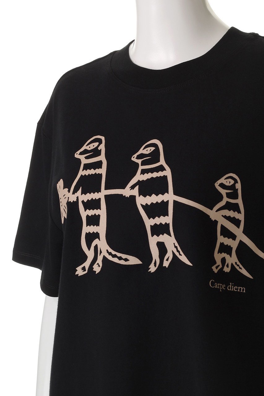 【プレインピープル/PLAIN PEOPLE】のミーアキャットプリントTシャツ 人気、トレンドファッション・服の通販 founy(ファニー) 　ファッション　Fashion　レディースファッション　Fashion for Women　トップス・カットソー　Cut & Sew Tops　シャツ・ブラウス・オフィスカジュアル　Elegant Blouses & Button-Ups　ロングTシャツ・Tシャツ　Longline T-Shirts & Tees　カットソー・ベーシックTシャツ　Cut-and-Sewn Tops / Stretch Tees & Basics　おすすめ　Recommended / Our Picks　ショート　Short, Short Length　スリーブ　Sleeve, Long Sleeve / Short Sleeve　デニム　Denim, Jeans Material　プリント　Print, Printed Pattern　モチーフ　Motif, Design Theme　半袖　Short Sleeve, Half Sleeve　other-5|ID: prp329100004927098 ipo3291000000036970459