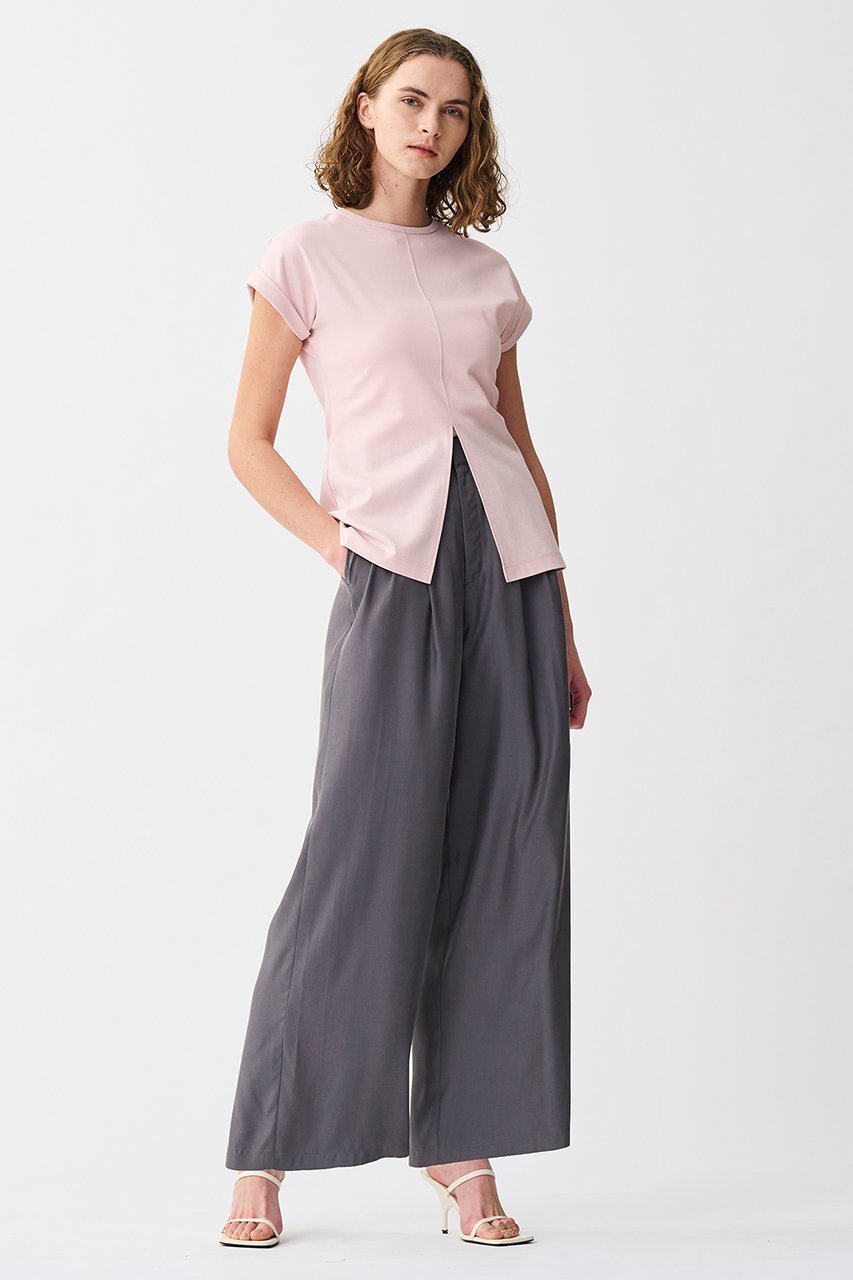 【アンクレイヴ/uncrave】のダブルフェイスジャージー /2WAYスリットトップス 人気、トレンドファッション・服の通販 founy(ファニー) 　ファッション　Fashion　レディースファッション　Fashion for Women　トップス・カットソー　Cut & Sew Tops　シャツ・ブラウス・オフィスカジュアル　Elegant Blouses & Button-Ups　ロングTシャツ・Tシャツ　Longline T-Shirts & Tees　カットソー・ベーシックTシャツ　Cut-and-Sewn Tops / Stretch Tees & Basics　エレガント 上品　Elegant　ショート　Short, Short Length　スリット　Slit, Slit Detail　スリーブ　Sleeve, Long Sleeve / Short Sleeve　ペプラム　Peplum, Flared Hem　ボトム　Bottoms, Lower Wear　other-5|ID: prp329100004927136 ipo3291000000036970737