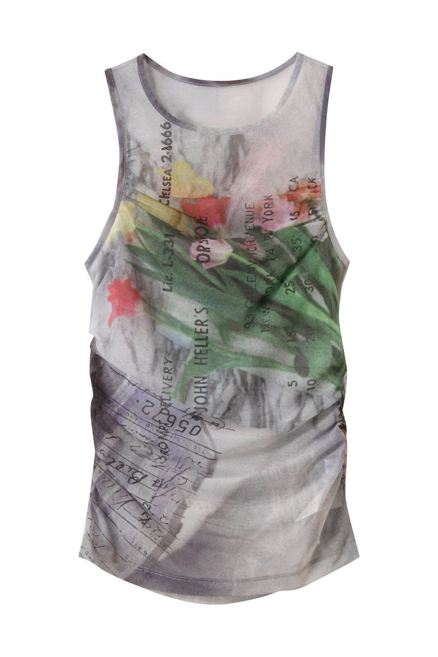 【メゾンスペシャル/MAISON SPECIAL】のTulip Gather Mesh Tank Top/チューリップギャザーメッシュタンクトップ インテリア・キッズ・メンズ・レディースファッション・服の通販 founy(ファニー) 　ファッション　Fashion　レディースファッション　Fashion for Women　トップス・カットソー　Cut & Sew Tops　キャミソール&ノースリーブ　Camisoles & Sleeveless Tops　シャツ・ブラウス・オフィスカジュアル　Elegant Blouses & Button-Ups　ロングTシャツ・Tシャツ　Longline T-Shirts & Tees　カットソー・ベーシックTシャツ　Cut-and-Sewn Tops / Stretch Tees & Basics　インナー　Innerwear　キャミソール　Camisole, Spaghetti Strap Top　ギャザー　Gathered, Ruffled　シアー　Sheer, See-Through　スタイリッシュ　Stylish, Fashionable　ストレッチ　Stretch, Stretchy Fabric　タンク　Tank Top, Sleeveless Top　プリント　Print, Printed Pattern　メッシュ　Mesh, Net Fabric　MLT1(マルチカラー)|ID: prp329100004927152 ipo3291000000036970843