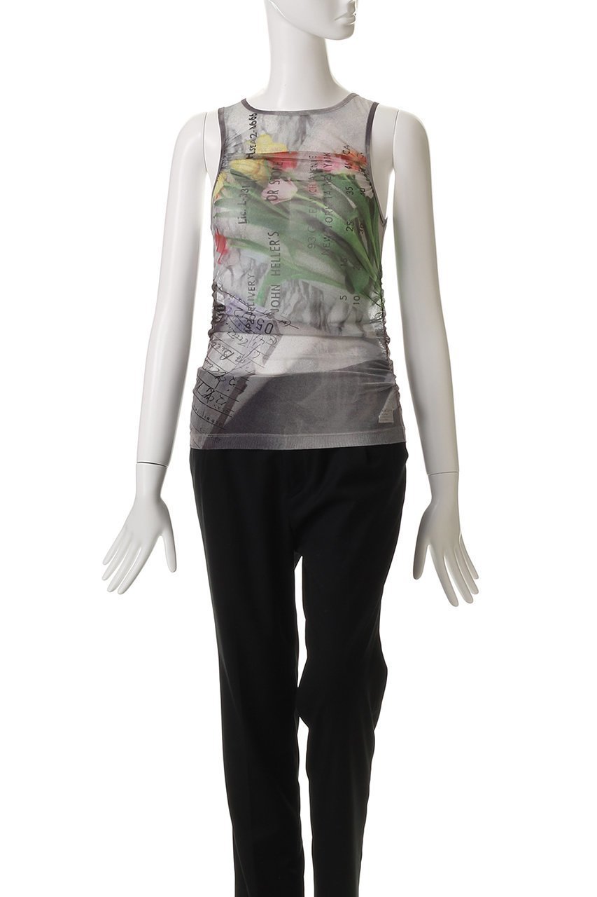 【メゾンスペシャル/MAISON SPECIAL】のTulip Gather Mesh Tank Top/チューリップギャザーメッシュタンクトップ 人気、トレンドファッション・服の通販 founy(ファニー) 　ファッション　Fashion　レディースファッション　Fashion for Women　トップス・カットソー　Cut & Sew Tops　キャミソール&ノースリーブ　Camisoles & Sleeveless Tops　シャツ・ブラウス・オフィスカジュアル　Elegant Blouses & Button-Ups　ロングTシャツ・Tシャツ　Longline T-Shirts & Tees　カットソー・ベーシックTシャツ　Cut-and-Sewn Tops / Stretch Tees & Basics　インナー　Innerwear　キャミソール　Camisole, Spaghetti Strap Top　ギャザー　Gathered, Ruffled　シアー　Sheer, See-Through　スタイリッシュ　Stylish, Fashionable　ストレッチ　Stretch, Stretchy Fabric　タンク　Tank Top, Sleeveless Top　プリント　Print, Printed Pattern　メッシュ　Mesh, Net Fabric　other-2|ID: prp329100004927152 ipo3291000000036970846