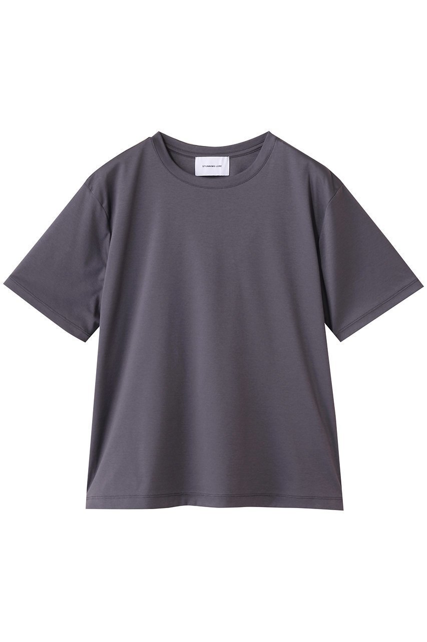 【スタニングルアー/STUNNING LURE】のハイゲージスムースTシャツ インテリア・キッズ・メンズ・レディースファッション・服の通販 founy(ファニー) 　ファッション　Fashion　レディースファッション　Fashion for Women　トップス・カットソー　Cut & Sew Tops　シャツ・ブラウス・オフィスカジュアル　Elegant Blouses & Button-Ups　ロングTシャツ・Tシャツ　Longline T-Shirts & Tees　カットソー・ベーシックTシャツ　Cut-and-Sewn Tops / Stretch Tees & Basics　インナー　Innerwear　ショート　Short, Short Length　スリーブ　Sleeve, Long Sleeve / Short Sleeve　ハーフ　Half, Half-Length　ダークパープル|ID: prp329100004927156 ipo3291000000036970876