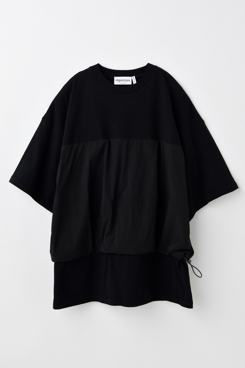 【ナゴンスタンス/nagonstans】のwoven combinatin t-shirt/Tシャツ インテリア・キッズ・メンズ・レディースファッション・服の通販 founy(ファニー) 　ファッション　Fashion　レディースファッション　Fashion for Women　トップス・カットソー　Cut & Sew Tops　シャツ・ブラウス・オフィスカジュアル　Elegant Blouses & Button-Ups　ロングTシャツ・Tシャツ　Longline T-Shirts & Tees　カットソー・ベーシックTシャツ　Cut-and-Sewn Tops / Stretch Tees & Basics　ショート　Short, Short Length　スリーブ　Sleeve, Long Sleeve / Short Sleeve　セットアップ　Set-Up, Coordinated Outfit　バルーン　Balloon, Balloon Silhouette　フェミニン　Feminine, Girly　ミックス　Mix, Mixed Style　リラックス　Relax, Relaxed Fit　Black|ID: prp329100004927172 ipo3291000000036970967