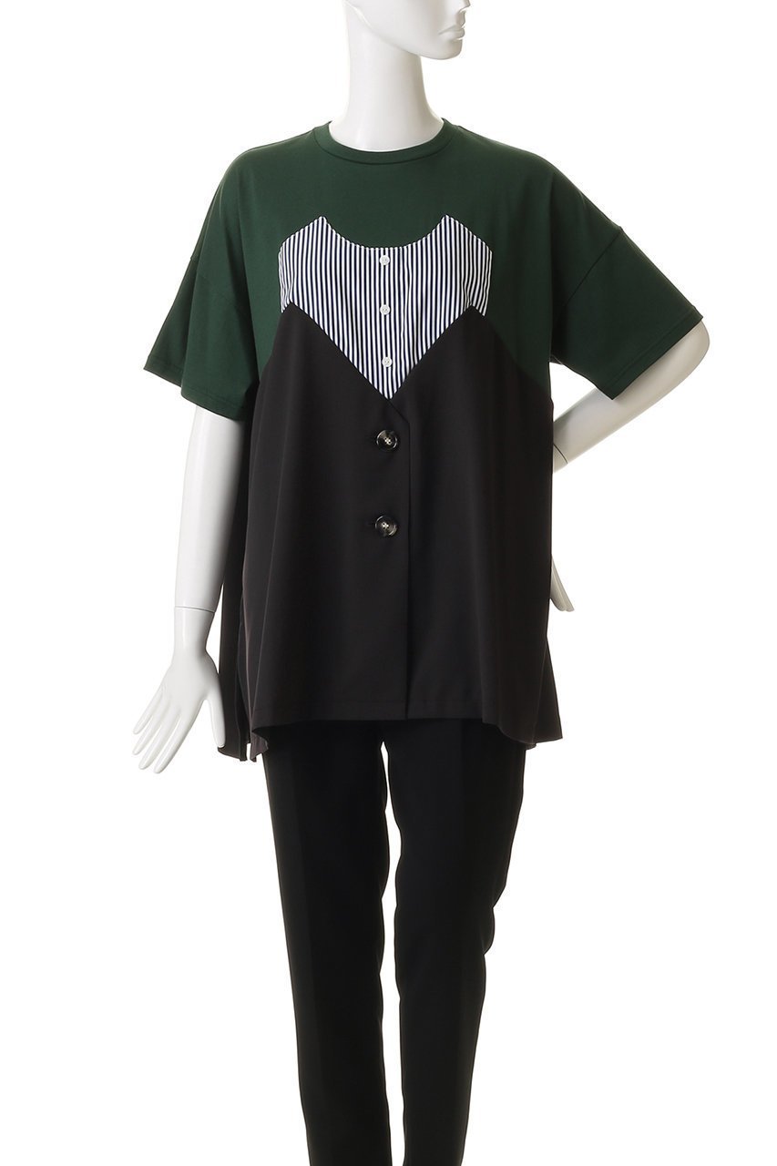 【エンフォルド/ENFOLD】のLAYERED-LIKE T-SHIRT/Tシャツ 人気、トレンドファッション・服の通販 founy(ファニー) 　ファッション　Fashion　レディースファッション　Fashion for Women　トップス・カットソー　Cut & Sew Tops　シャツ・ブラウス・オフィスカジュアル　Elegant Blouses & Button-Ups　ロングTシャツ・Tシャツ　Longline T-Shirts & Tees　カットソー・ベーシックTシャツ　Cut-and-Sewn Tops / Stretch Tees & Basics　ショート　Short, Short Length　スリーブ　Sleeve, Long Sleeve / Short Sleeve　スーツ　Suit, Formalwear　ドッキング　Docking, Mixed Material　ビスチェ　Bustier, Corset Top　ベスト　Vest, Waistcoat　other-2|ID: prp329100004927175 ipo3291000000036970981