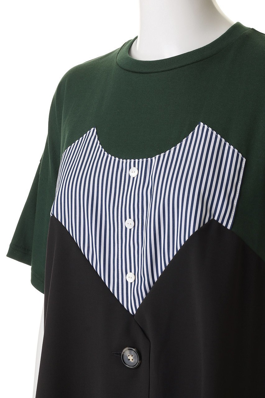 【エンフォルド/ENFOLD】のLAYERED-LIKE T-SHIRT/Tシャツ 人気、トレンドファッション・服の通販 founy(ファニー) 　ファッション　Fashion　レディースファッション　Fashion for Women　トップス・カットソー　Cut & Sew Tops　シャツ・ブラウス・オフィスカジュアル　Elegant Blouses & Button-Ups　ロングTシャツ・Tシャツ　Longline T-Shirts & Tees　カットソー・ベーシックTシャツ　Cut-and-Sewn Tops / Stretch Tees & Basics　ショート　Short, Short Length　スリーブ　Sleeve, Long Sleeve / Short Sleeve　スーツ　Suit, Formalwear　ドッキング　Docking, Mixed Material　ビスチェ　Bustier, Corset Top　ベスト　Vest, Waistcoat　other-5|ID: prp329100004927175 ipo3291000000036970984
