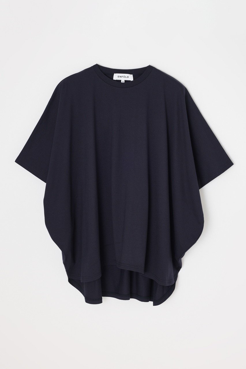【エンフォルド/ENFOLD】のHALF-SLEEVES HEXAGON T-SHIRT/Tシャツ インテリア・キッズ・メンズ・レディースファッション・服の通販 founy(ファニー) 　ファッション　Fashion　レディースファッション　Fashion for Women　トップス・カットソー　Cut & Sew Tops　シャツ・ブラウス・オフィスカジュアル　Elegant Blouses & Button-Ups　ロングTシャツ・Tシャツ　Longline T-Shirts & Tees　カットソー・ベーシックTシャツ　Cut-and-Sewn Tops / Stretch Tees & Basics　ショート　Short, Short Length　スリーブ　Sleeve, Long Sleeve / Short Sleeve　バランス　Balance, Style Balance　切替　Switching, Contrast Panel　定番　Standard, Basic Item　ダークネイビー|ID: prp329100004927177 ipo3291000000036970993