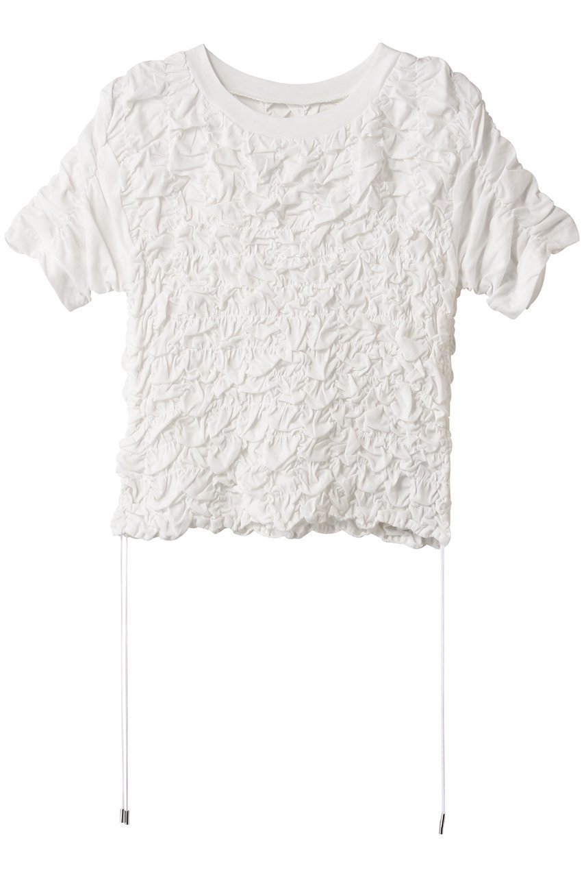 【メゾンスペシャル/MAISON SPECIAL】のShirring T-shirt/シャーリングTシャツ インテリア・キッズ・メンズ・レディースファッション・服の通販 founy(ファニー) 　ファッション　Fashion　レディースファッション　Fashion for Women　トップス・カットソー　Cut & Sew Tops　シャツ・ブラウス・オフィスカジュアル　Elegant Blouses & Button-Ups　ロングTシャツ・Tシャツ　Longline T-Shirts & Tees　カットソー・ベーシックTシャツ　Cut-and-Sewn Tops / Stretch Tees & Basics　シアー　Sheer, See-Through　シャーリング　Shirring, Ruched　ショート　Short, Short Length　スピンドル　Spindle, Drawcord　スリーブ　Sleeve, Long Sleeve / Short Sleeve　セットアップ　Set-Up, Coordinated Outfit　WHT(ホワイト)|ID: prp329100004927329 ipo3291000000036972232