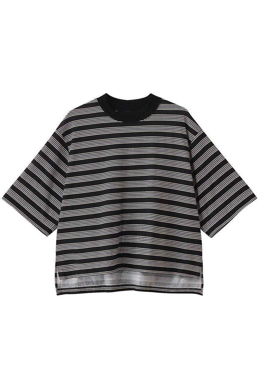 【スリー ドッツ/three dots】のハンプトンTEE ショートスリーブ インテリア・キッズ・メンズ・レディースファッション・服の通販 founy(ファニー) 　ファッション　Fashion　レディースファッション　Fashion for Women　トップス・カットソー　Cut & Sew Tops　シャツ・ブラウス・オフィスカジュアル　Elegant Blouses & Button-Ups　ロングTシャツ・Tシャツ　Longline T-Shirts & Tees　カットソー・ベーシックTシャツ　Cut-and-Sewn Tops / Stretch Tees & Basics　インナー　Innerwear　クロップド　Cropped, Short Length　ショート　Short, Short Length　スリーブ　Sleeve, Long Sleeve / Short Sleeve　フィット　Fit, Slim Fit　エレガント 上品　Elegant　ブラックマルチ|ID: prp329100004927367 ipo3291000000036972590