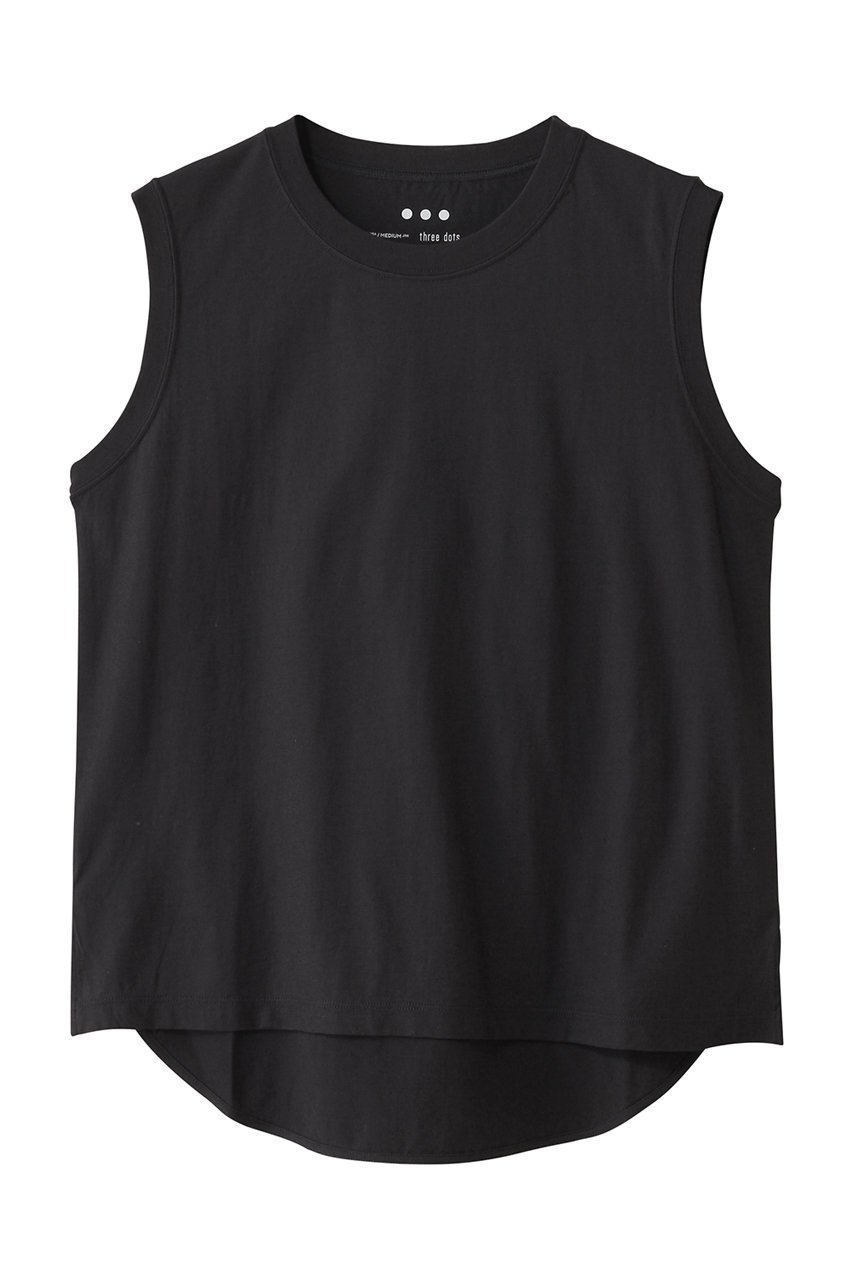 【スリー ドッツ/three dots】のハンプトンTEE タンクトップ インテリア・キッズ・メンズ・レディースファッション・服の通販 founy(ファニー) 　ファッション　Fashion　レディースファッション　Fashion for Women　トップス・カットソー　Cut & Sew Tops　キャミソール&ノースリーブ　Camisoles & Sleeveless Tops　シャツ・ブラウス・オフィスカジュアル　Elegant Blouses & Button-Ups　ロングTシャツ・Tシャツ　Longline T-Shirts & Tees　カットソー・ベーシックTシャツ　Cut-and-Sewn Tops / Stretch Tees & Basics　インナー　Innerwear　キャミソール　Camisole, Spaghetti Strap Top　タンク　Tank Top, Sleeveless Top　ソフトブラック|ID: prp329100004927372 ipo3291000000036972610