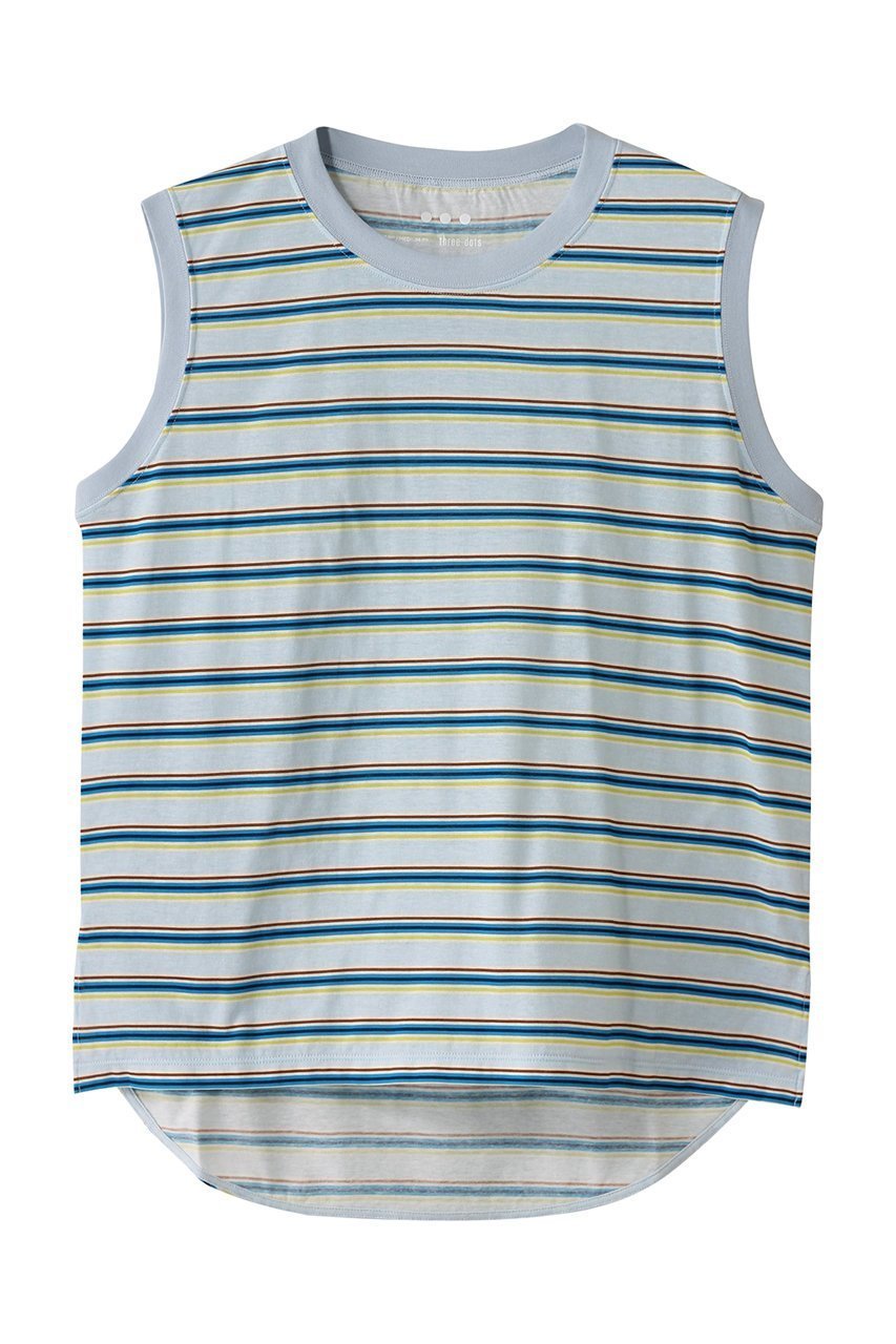 【スリー ドッツ/three dots】のハンプトンTEE タンクトップ インテリア・キッズ・メンズ・レディースファッション・服の通販 founy(ファニー) 　ファッション　Fashion　レディースファッション　Fashion for Women　トップス・カットソー　Cut & Sew Tops　キャミソール&ノースリーブ　Camisoles & Sleeveless Tops　シャツ・ブラウス・オフィスカジュアル　Elegant Blouses & Button-Ups　ロングTシャツ・Tシャツ　Longline T-Shirts & Tees　カットソー・ベーシックTシャツ　Cut-and-Sewn Tops / Stretch Tees & Basics　インナー　Innerwear　キャミソール　Camisole, Spaghetti Strap Top　タンク　Tank Top, Sleeveless Top　ライトブルーマルチ|ID: prp329100004927372 ipo3291000000036972617