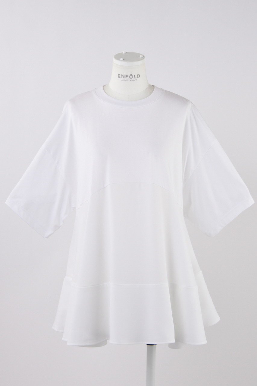 【エンフォルド/ENFOLD】のFLARE DOCKING T-SHIRT/シャツ インテリア・キッズ・メンズ・レディースファッション・服の通販 founy(ファニー) 　ファッション　Fashion　レディースファッション　Fashion for Women　トップス・カットソー　Cut & Sew Tops　シャツ・ブラウス・オフィスカジュアル　Elegant Blouses & Button-Ups　ロングTシャツ・Tシャツ　Longline T-Shirts & Tees　カットソー・ベーシックTシャツ　Cut-and-Sewn Tops / Stretch Tees & Basics　カットソー　Cut and Sewn Top　ショート　Short, Short Length　スリーブ　Sleeve, Long Sleeve / Short Sleeve　ドッキング　Docking, Mixed Material　リラックス　Relax, Relaxed Fit　切替　Switching, Contrast Panel　定番　Standard, Basic Item　ホワイト|ID: prp329100004927431 ipo3291000000036973070