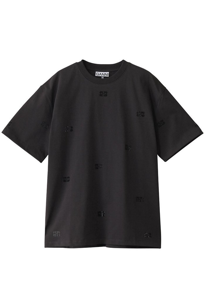 【ガニー/GANNI】のHeavy CottonラインストーンドロップショルダーTシャツ インテリア・キッズ・メンズ・レディースファッション・服の通販 founy(ファウニー) https://founy.com/ ファッション Fashion レディースファッション Fashion for Women トップス・カットソー Cut & Sew Tops シャツ・ブラウス・オフィスカジュアル Elegant Blouses & Button-Ups ロングTシャツ・Tシャツ Longline T-Shirts & Tees カットソー・ベーシックTシャツ Cut-and-Sewn Tops / Stretch Tees & Basics ショルダー Shoulder, Shoulder Strap ショート Short, Short Length シンプル Simple, Minimal ストーン Stone, Gem-Like スリーブ Sleeve, Long Sleeve / Short Sleeve デニム Denim, Jeans Material ドロップ Drop Shoulder, Dropped Style フォルム Silhouette, Form ラグジュアリー Luxury, Elegant |ID: prp329100004927463 ipo3291000000036973348