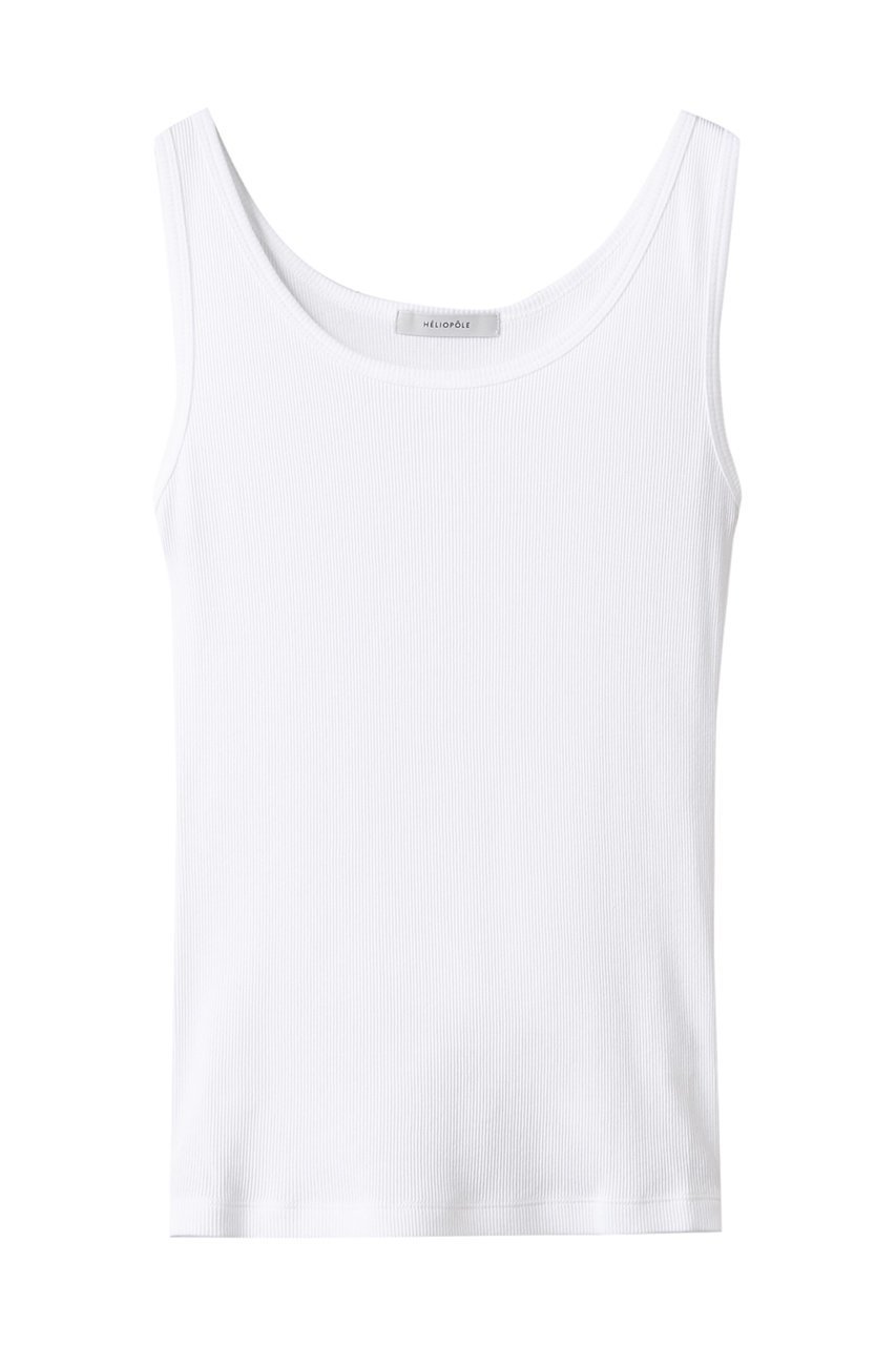 【エリオポール/heliopole】のリブタンクトップ インテリア・キッズ・メンズ・レディースファッション・服の通販 founy(ファニー) 　ファッション　Fashion　レディースファッション　Fashion for Women　トップス・カットソー　Cut & Sew Tops　キャミソール&ノースリーブ　Camisoles & Sleeveless Tops　シャツ・ブラウス・オフィスカジュアル　Elegant Blouses & Button-Ups　ロングTシャツ・Tシャツ　Longline T-Shirts & Tees　カットソー・ベーシックTシャツ　Cut-and-Sewn Tops / Stretch Tees & Basics　おすすめ　Recommended / Our Picks　キャミソール　Camisole, Spaghetti Strap Top　スクエア　Square, Square Shape　タンク　Tank Top, Sleeveless Top　デコルテ　Décolleté, Neckline　ベーシック　Basic, Essential　ホワイト|ID: prp329100004927490 ipo3291000000036973620