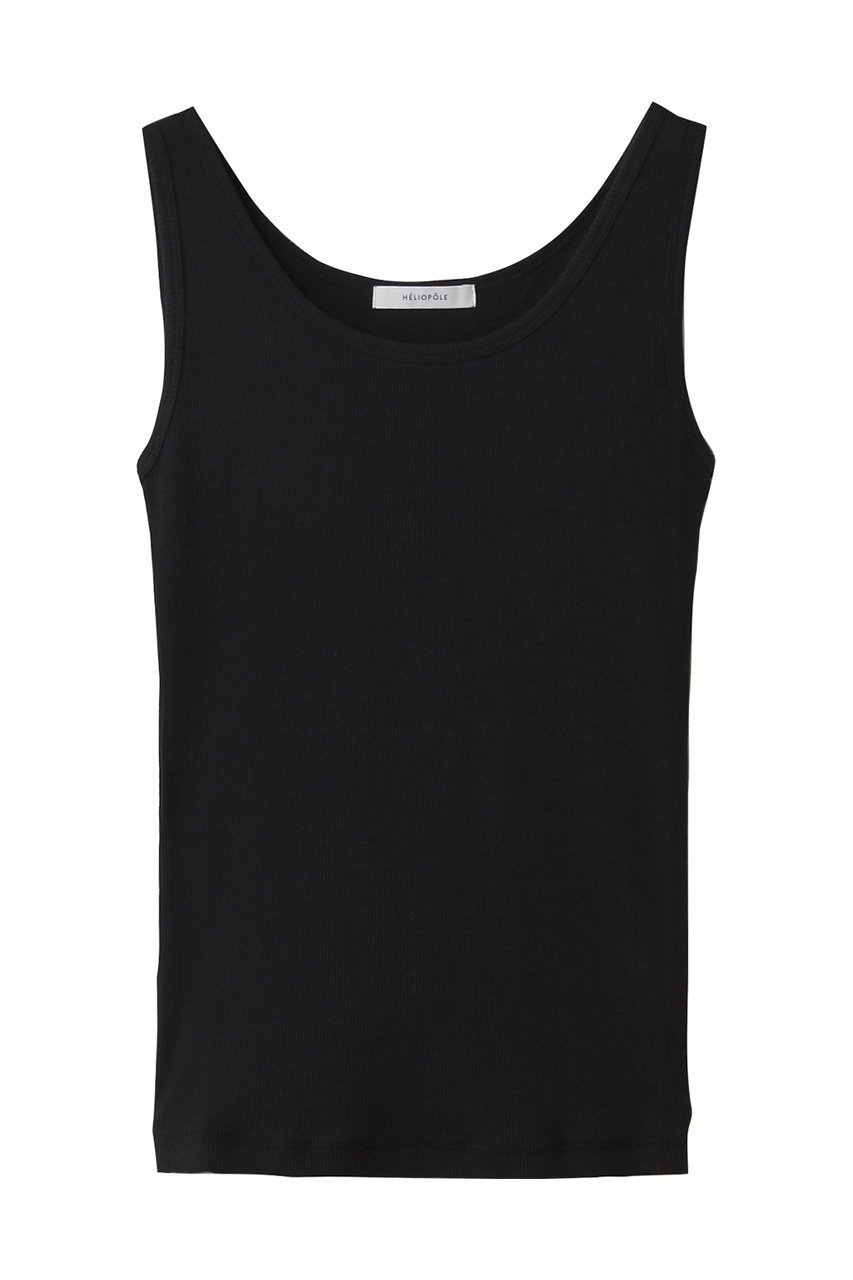【エリオポール/heliopole】のリブタンクトップ インテリア・キッズ・メンズ・レディースファッション・服の通販 founy(ファニー) 　ファッション　Fashion　レディースファッション　Fashion for Women　トップス・カットソー　Cut & Sew Tops　キャミソール&ノースリーブ　Camisoles & Sleeveless Tops　シャツ・ブラウス・オフィスカジュアル　Elegant Blouses & Button-Ups　ロングTシャツ・Tシャツ　Longline T-Shirts & Tees　カットソー・ベーシックTシャツ　Cut-and-Sewn Tops / Stretch Tees & Basics　おすすめ　Recommended / Our Picks　キャミソール　Camisole, Spaghetti Strap Top　スクエア　Square, Square Shape　タンク　Tank Top, Sleeveless Top　デコルテ　Décolleté, Neckline　ベーシック　Basic, Essential　ブラック|ID: prp329100004927490 ipo3291000000036973623