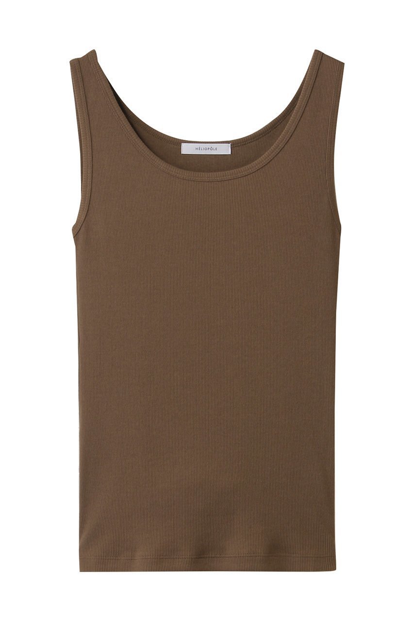 【エリオポール/heliopole】のリブタンクトップ インテリア・キッズ・メンズ・レディースファッション・服の通販 founy(ファニー) 　ファッション　Fashion　レディースファッション　Fashion for Women　トップス・カットソー　Cut & Sew Tops　キャミソール&ノースリーブ　Camisoles & Sleeveless Tops　シャツ・ブラウス・オフィスカジュアル　Elegant Blouses & Button-Ups　ロングTシャツ・Tシャツ　Longline T-Shirts & Tees　カットソー・ベーシックTシャツ　Cut-and-Sewn Tops / Stretch Tees & Basics　おすすめ　Recommended / Our Picks　キャミソール　Camisole, Spaghetti Strap Top　スクエア　Square, Square Shape　タンク　Tank Top, Sleeveless Top　デコルテ　Décolleté, Neckline　ベーシック　Basic, Essential　ダークブラウン|ID: prp329100004927490 ipo3291000000036973627