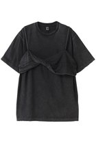 【プランク プロジェクト/PRANK PROJECT】のブラレットレイヤードTEE/ Bralette Layered Tee 人気、トレンドファッション・服の通販 founy(ファニー) ファッション Fashion レディースファッション Fashion for Women トップス・カットソー Cut & Sew Tops シャツ・ブラウス・オフィスカジュアル Elegant Blouses & Button-Ups ロングTシャツ・Tシャツ Longline T-Shirts & Tees カットソー・ベーシックTシャツ Cut-and-Sewn Tops / Stretch Tees & Basics ショート Short, Short Length スリーブ Sleeve, Long Sleeve / Short Sleeve プレート Plate, Dish ヴィンテージ Vintage Style thumbnail BLK(ブラック)|ID: prp329100004927626 ipo3291000000036975505