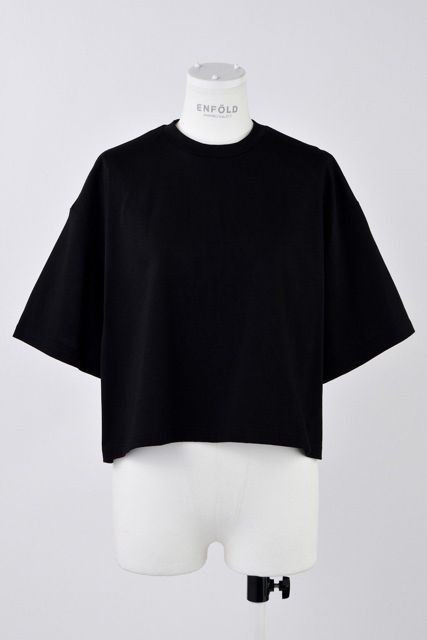 【エンフォルド/ENFOLD】のハード天竺 BOXワイド T/SH Tシャツ インテリア・キッズ・メンズ・レディースファッション・服の通販 founy(ファニー) 　ファッション　Fashion　レディースファッション　Fashion for Women　トップス・カットソー　Cut & Sew Tops　シャツ・ブラウス・オフィスカジュアル　Elegant Blouses & Button-Ups　ロングTシャツ・Tシャツ　Longline T-Shirts & Tees　カットソー・ベーシックTシャツ　Cut-and-Sewn Tops / Stretch Tees & Basics　クロップド　Cropped, Short Length　ショート　Short, Short Length　スリーブ　Sleeve, Long Sleeve / Short Sleeve　ルーズ　Loose, Oversized　ワイド　Wide, Wide Fit　ブラック|ID: prp329100004927673 ipo3291000000036976019