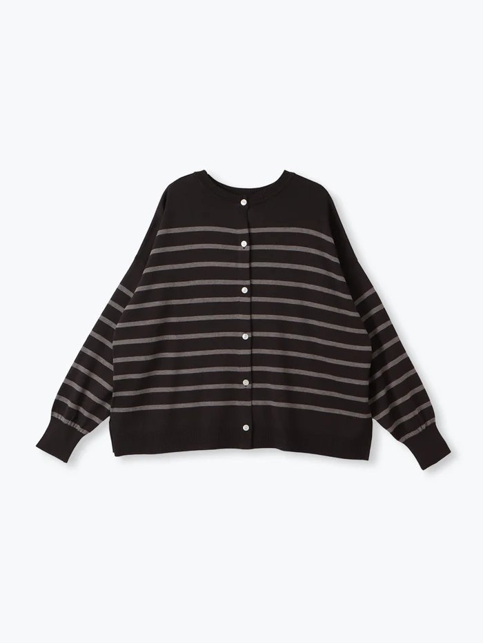 【レリル/lelill】の【日本製】2WAYワイドボーダーカーデ インテリア・キッズ・メンズ・レディースファッション・服の通販 founy(ファニー) 　ファッション　Fashion　レディースファッション　Fashion for Women　トップス・カットソー　Cut & Sew Tops　カーディガン・羽織り　Layered Style Cardigans　シャツ・ブラウス・オフィスカジュアル　Elegant Blouses & Button-Ups　ロングTシャツ・Tシャツ　Longline T-Shirts & Tees　カットソー・ベーシックTシャツ　Cut-and-Sewn Tops / Stretch Tees & Basics　カーディガン　Cardigan, Knitwear　日本製　Made In Japan　チャコールグレー|ID: prp329100004927766 ipo3291000000036976875