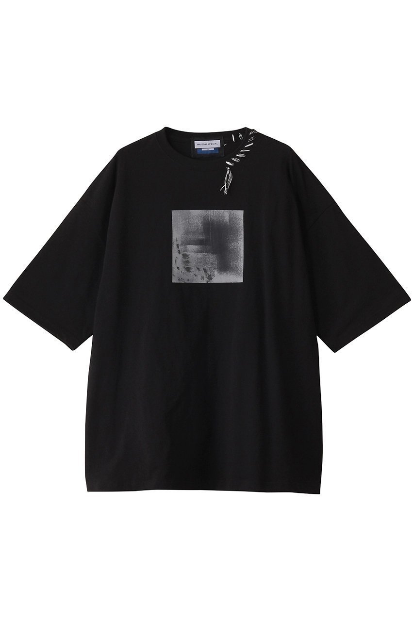 【メゾンスペシャル/MAISON SPECIAL】の【UNISEX】スクエアハンドプリントTシャツ(small square) インテリア・キッズ・メンズ・レディースファッション・服の通販 founy(ファニー) 　ファッション　Fashion　レディースファッション　Fashion for Women　トップス・カットソー　Cut & Sew Tops　シャツ・ブラウス・オフィスカジュアル　Elegant Blouses & Button-Ups　ロングTシャツ・Tシャツ　Longline T-Shirts & Tees　カットソー・ベーシックTシャツ　Cut-and-Sewn Tops / Stretch Tees & Basics　ユニセックス　Unisex, Genderless　ショート　Short, Short Length　シンプル　Simple, Minimal　スクエア　Square, Square Shape　スリーブ　Sleeve, Long Sleeve / Short Sleeve　フロント　Front, Front Design　プリント　Print, Printed Pattern　BLK(ブラック)|ID: prp329100004927781 ipo3291000000036977040
