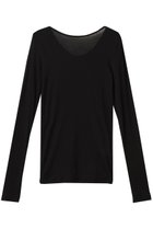 【ヒューエルミュージアム/hueLe Museum】の【hLM】シアーハイツイストフライス 人気、トレンドファッション・服の通販 founy(ファニー) ファッション Fashion レディースファッション Fashion for Women トップス・カットソー Cut & Sew Tops シャツ・ブラウス・オフィスカジュアル Elegant Blouses & Button-Ups ロングTシャツ・Tシャツ Longline T-Shirts & Tees カットソー・ベーシックTシャツ Cut-and-Sewn Tops / Stretch Tees & Basics インナー Innerwear キャミ Camisole, Cami Top ショート Short, Short Length スリーブ Sleeve, Long Sleeve / Short Sleeve thumbnail ブラック|ID: prp329100004927838 ipo3291000000036977536