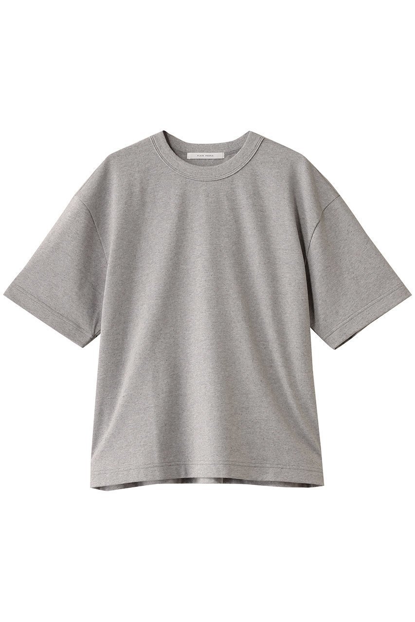 【プレインピープル/PLAIN PEOPLE】のリサイクルコットンTシャツ インテリア・キッズ・メンズ・レディースファッション・服の通販 founy(ファニー) 　ファッション　Fashion　レディースファッション　Fashion for Women　トップス・カットソー　Cut & Sew Tops　シャツ・ブラウス・オフィスカジュアル　Elegant Blouses & Button-Ups　ロングTシャツ・Tシャツ　Longline T-Shirts & Tees　カットソー・ベーシックTシャツ　Cut-and-Sewn Tops / Stretch Tees & Basics　なめらか　Smooth, Silky Texture　インナー　Innerwear　ショート　Short, Short Length　シンプル　Simple, Minimal　ジャケット　Jacket, Outerwear　スリーブ　Sleeve, Long Sleeve / Short Sleeve　パッチワーク　Patchwork, Mixed Fabric　杢グレー|ID: prp329100004927872 ipo3291000000036977883