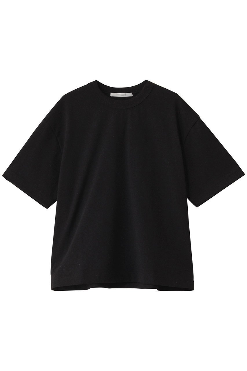 【プレインピープル/PLAIN PEOPLE】のリサイクルコットンTシャツ インテリア・キッズ・メンズ・レディースファッション・服の通販 founy(ファニー) 　ファッション　Fashion　レディースファッション　Fashion for Women　トップス・カットソー　Cut & Sew Tops　シャツ・ブラウス・オフィスカジュアル　Elegant Blouses & Button-Ups　ロングTシャツ・Tシャツ　Longline T-Shirts & Tees　カットソー・ベーシックTシャツ　Cut-and-Sewn Tops / Stretch Tees & Basics　なめらか　Smooth, Silky Texture　インナー　Innerwear　ショート　Short, Short Length　シンプル　Simple, Minimal　ジャケット　Jacket, Outerwear　スリーブ　Sleeve, Long Sleeve / Short Sleeve　パッチワーク　Patchwork, Mixed Fabric　ブラック|ID: prp329100004927872 ipo3291000000036977886