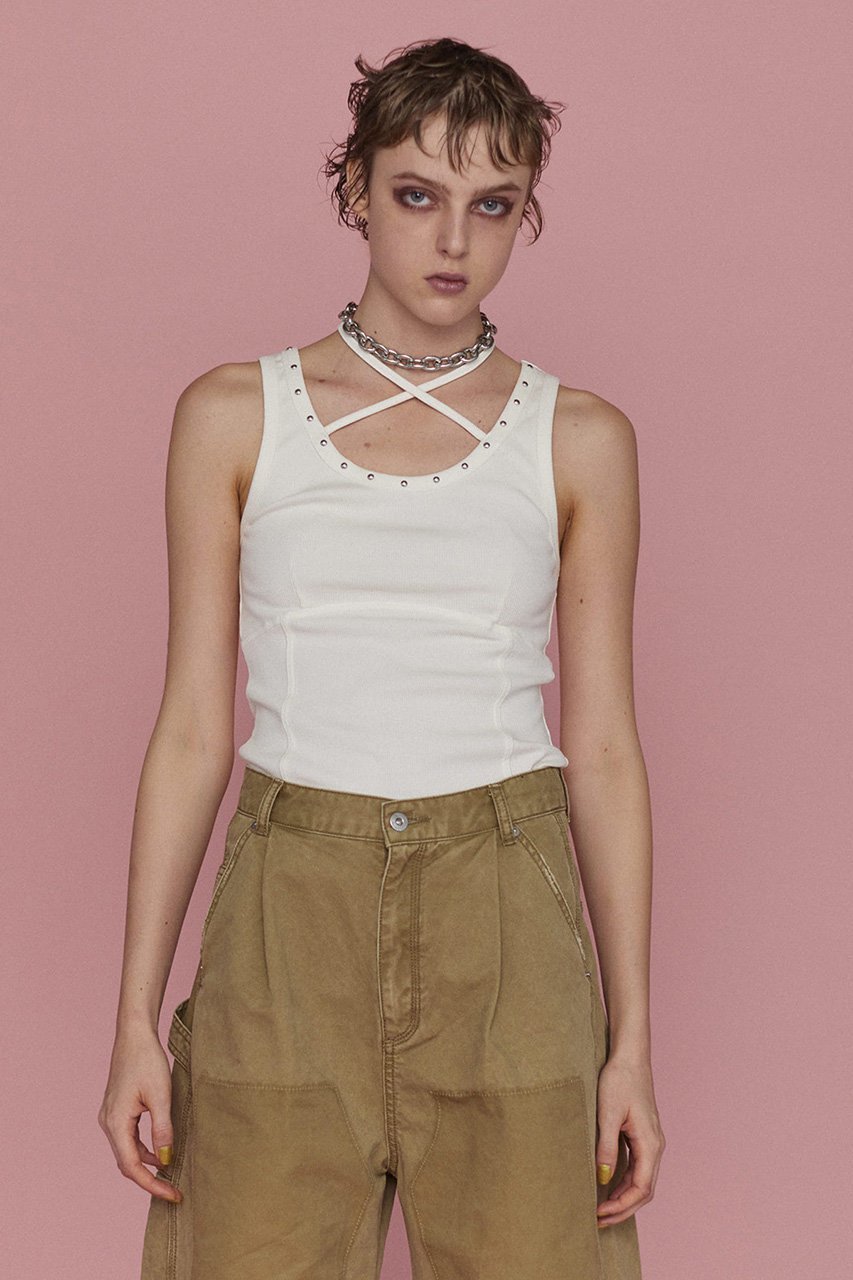 【メゾンスペシャル/MAISON SPECIAL】のPigment Processing Studs Tank Top/ピグメントスタッズタンクトップ 人気、トレンドファッション・服の通販 founy(ファニー) 　ファッション　Fashion　レディースファッション　Fashion for Women　トップス・カットソー　Cut & Sew Tops　キャミソール&ノースリーブ　Camisoles & Sleeveless Tops　シャツ・ブラウス・オフィスカジュアル　Elegant Blouses & Button-Ups　ロングTシャツ・Tシャツ　Longline T-Shirts & Tees　カットソー・ベーシックTシャツ　Cut-and-Sewn Tops / Stretch Tees & Basics　キャミソール　Camisole, Spaghetti Strap Top　コルセット　Corset, Bustier　スタッズ　Studs, Metal Accents　タンク　Tank Top, Sleeveless Top　トレンド　Trend, Trending Now　ヴィンテージ　Vintage Style　other-4|ID: prp329100004927894 ipo3291000000036978040