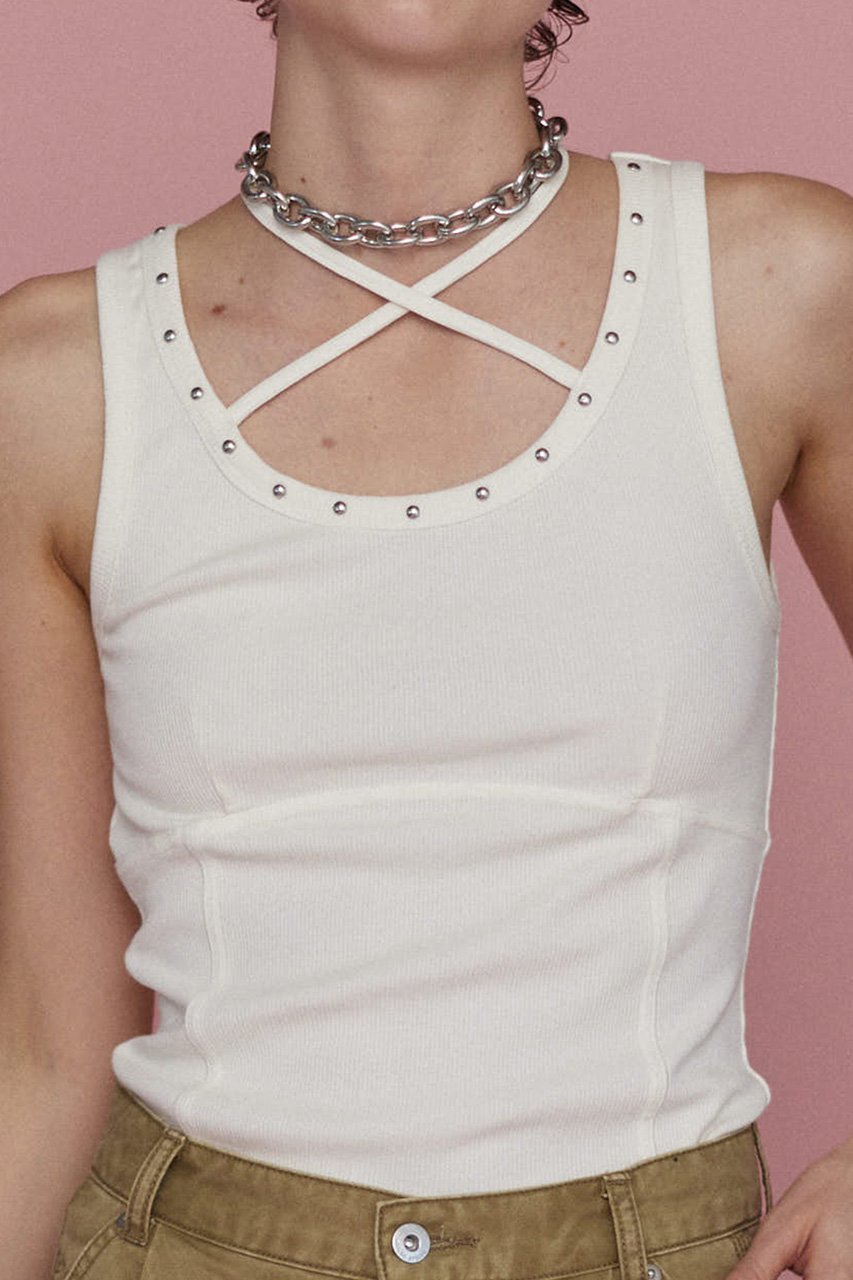 【メゾンスペシャル/MAISON SPECIAL】のPigment Processing Studs Tank Top/ピグメントスタッズタンクトップ 人気、トレンドファッション・服の通販 founy(ファニー) 　ファッション　Fashion　レディースファッション　Fashion for Women　トップス・カットソー　Cut & Sew Tops　キャミソール&ノースリーブ　Camisoles & Sleeveless Tops　シャツ・ブラウス・オフィスカジュアル　Elegant Blouses & Button-Ups　ロングTシャツ・Tシャツ　Longline T-Shirts & Tees　カットソー・ベーシックTシャツ　Cut-and-Sewn Tops / Stretch Tees & Basics　キャミソール　Camisole, Spaghetti Strap Top　コルセット　Corset, Bustier　スタッズ　Studs, Metal Accents　タンク　Tank Top, Sleeveless Top　トレンド　Trend, Trending Now　ヴィンテージ　Vintage Style　other-5|ID: prp329100004927894 ipo3291000000036978042