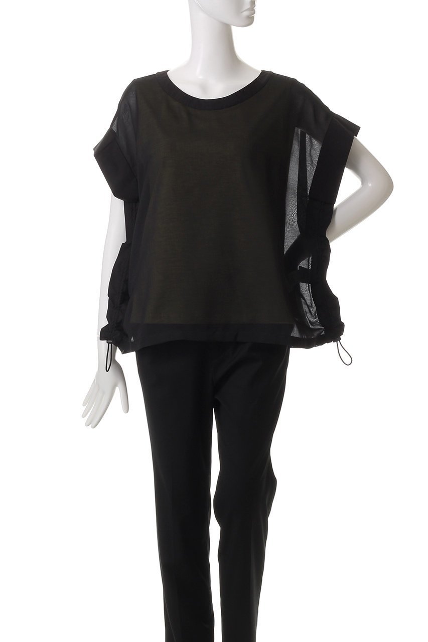 【ピアッカセッテ/ph7+】のドローストリングプルオーバー 人気、トレンドファッション・服の通販 founy(ファニー) 　ファッション　Fashion　レディースファッション　Fashion for Women　トップス・カットソー　Cut & Sew Tops　シャツ・ブラウス・オフィスカジュアル　Elegant Blouses & Button-Ups　ロングTシャツ・Tシャツ　Longline T-Shirts & Tees　カジュアルプルオーバー・ニットトップス　Pullovers & Knit Tops / Casual Pullovers　カットソー・ベーシックTシャツ　Cut-and-Sewn Tops / Stretch Tees & Basics　ギャザー　Gathered, Ruffled　シアー　Sheer, See-Through　ショート　Short, Short Length　スリーブ　Sleeve, Long Sleeve / Short Sleeve　ドッキング　Docking, Mixed Material　ハーフ　Half, Half-Length　夏　Summer　春　Spring　S/S・春夏　SS, Spring/Summer, Warm Season　other-6|ID: prp329100004927961 ipo3291000000036978622