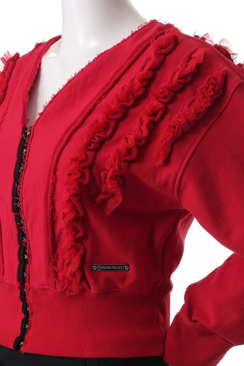 【プランク プロジェクト/PRANK PROJECT】のフリルスウェットカーディガン / Frills Sweatshirt Cardigan 人気、トレンドファッション・服の通販 founy(ファニー) 　ファッション　Fashion　レディースファッション　Fashion for Women　トップス・カットソー　Cut & Sew Tops　カーディガン・羽織り　Layered Style Cardigans　シャツ・ブラウス・オフィスカジュアル　Elegant Blouses & Button-Ups　レディースパーカー・カジュアルフーディー　Casual Hoodies & Sweatshirts　ロングTシャツ・Tシャツ　Longline T-Shirts & Tees　スウェット・クルーネックトップス　Sweatshirts & Crewnecks / Relaxed Fit Sweat Tops　カットソー・ベーシックTシャツ　Cut-and-Sewn Tops / Stretch Tees & Basics　カーディガン　Cardigan, Knitwear　キャミワンピース　Cami Dress, Slip Dress　スウェット / スエット　Sweatshirt, Sweatwear　フリル　Frill, Ruffle　エレガント 上品　Elegant　洗える　Machine Washable　軽量　Lightweight, Ultra Light　other-5|ID: prp329100004928014 ipo3291000000036979101